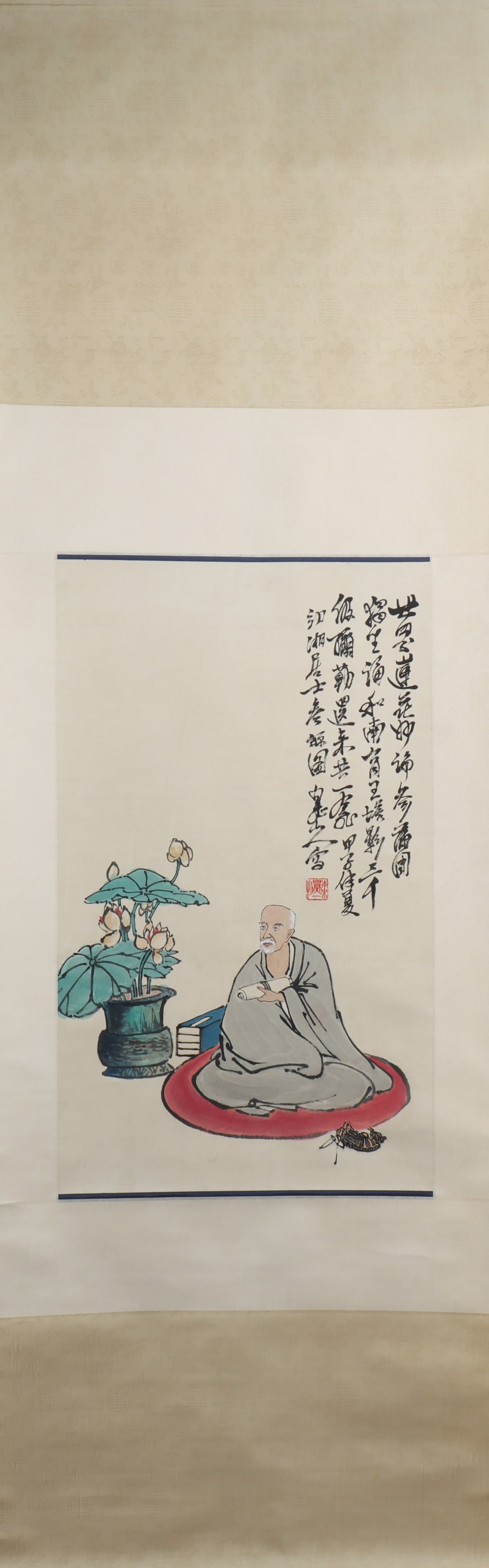 A Chinese Vertical Scroll Ink Painting of Figure on Paper: A Chinese Vertical Scroll Ink Painting of Figure on Paper Wang yun Size:27.6inx16.5in王雲人物 纸本立轴Size:70cmx42cm