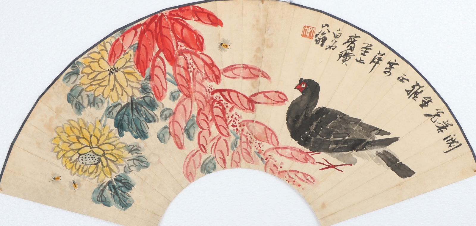 An Fabulous Chinese Ink Flower and Bird By Paper: An Fabulous Chinese Ink Flower and Bird By Paper Qi baishi Size:24.4inx8.7in齐白石花鸟 纸本Size:62cmx22cm