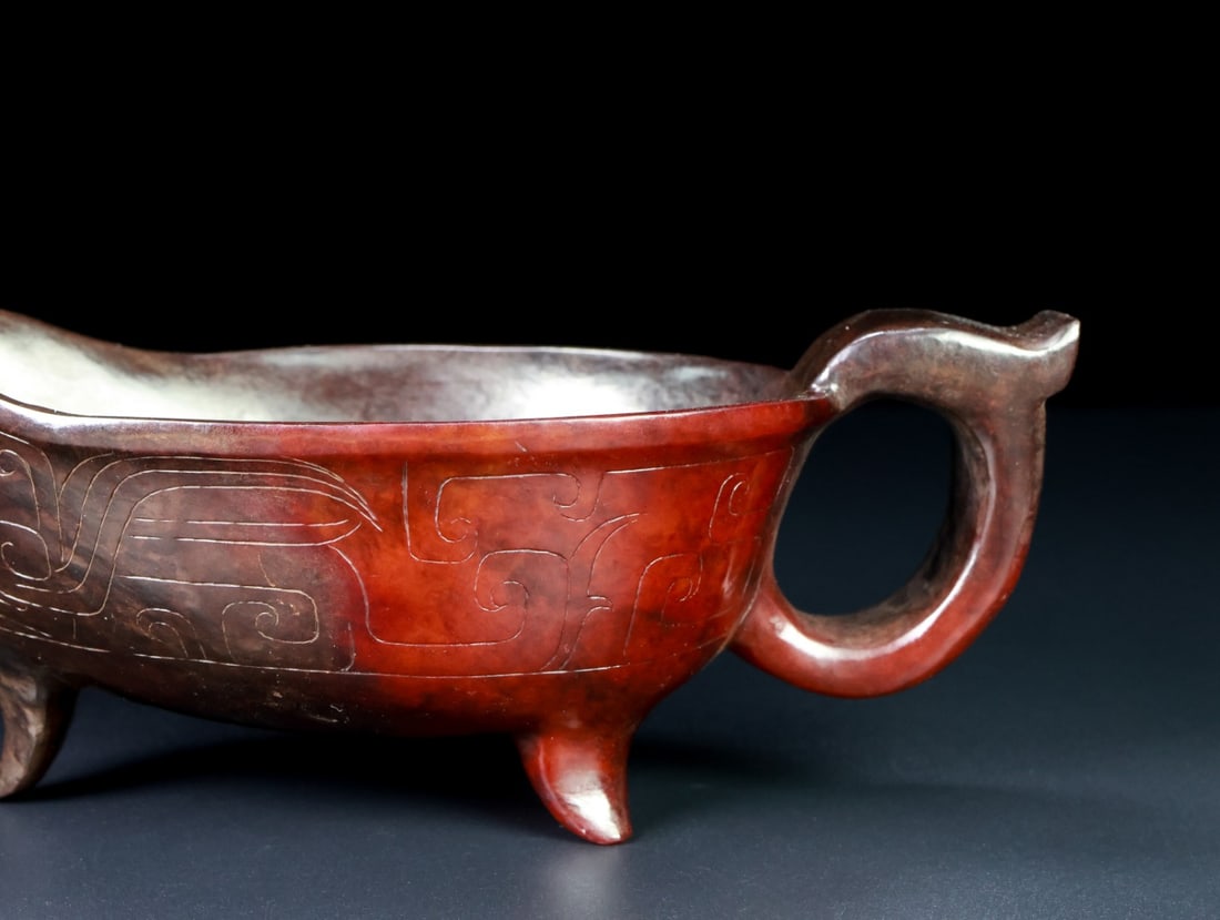 An Exquisite White Jade Beast-Face Pattern Cup - 3