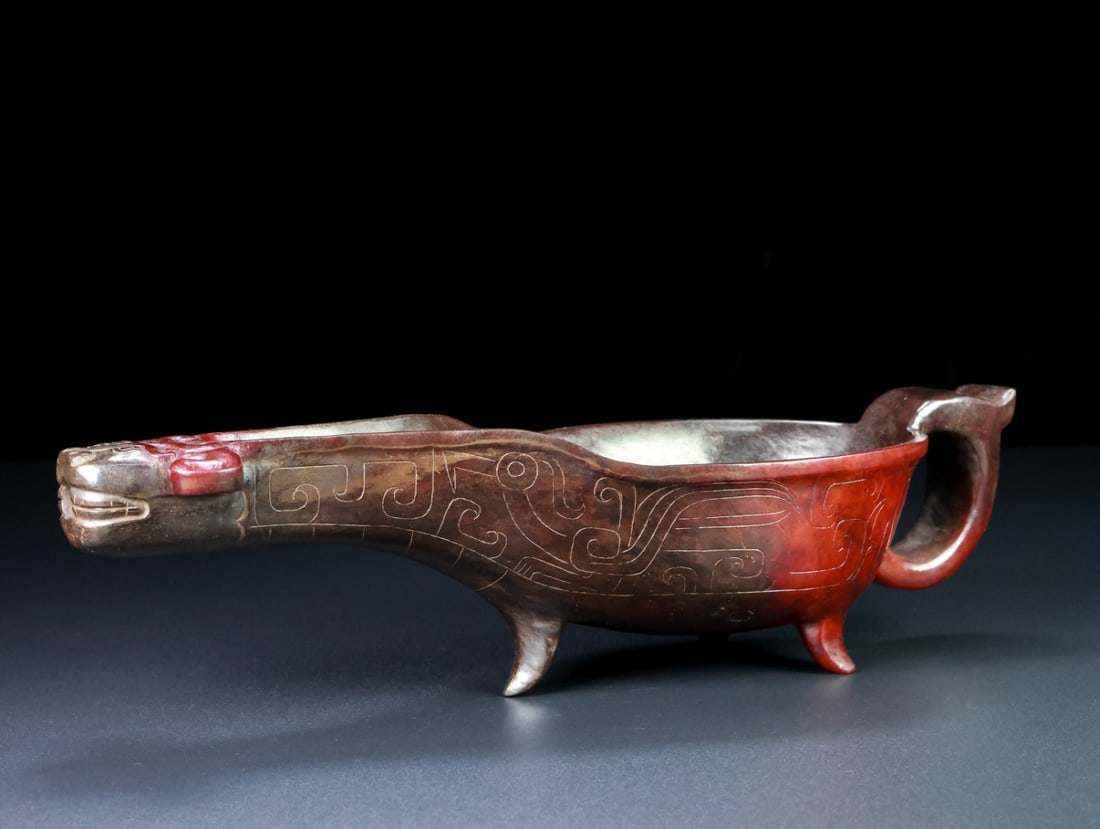 An Exquisite White Jade Beast-Face Pattern Cup - 4