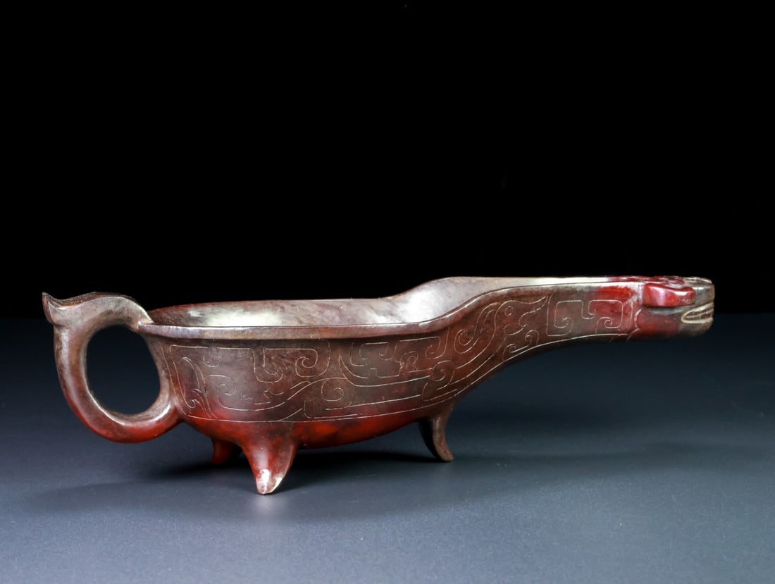 An Exquisite White Jade Beast-Face Pattern Cup - 6