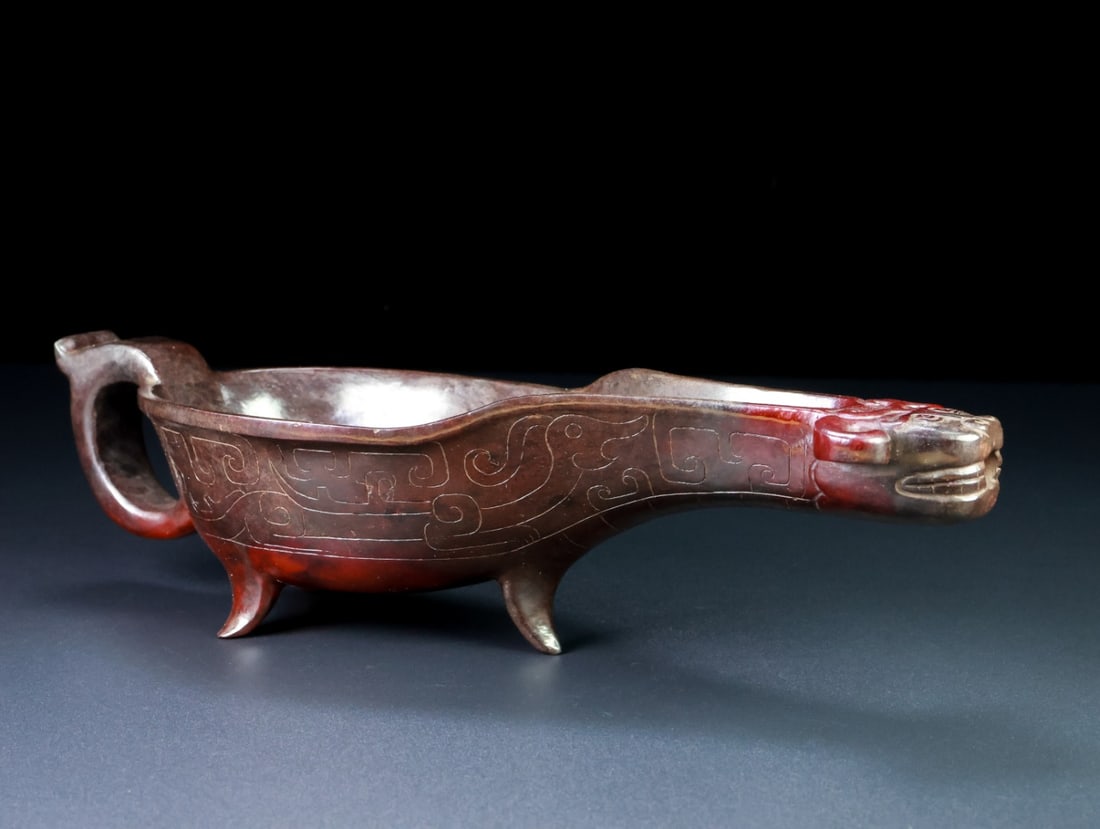 An Exquisite White Jade Beast-Face Pattern Cup - 7