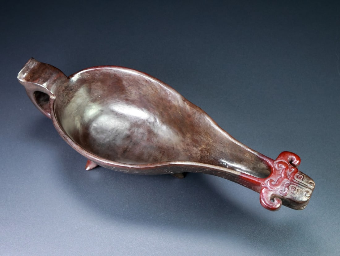 An Exquisite White Jade Beast-Face Pattern Cup - 9