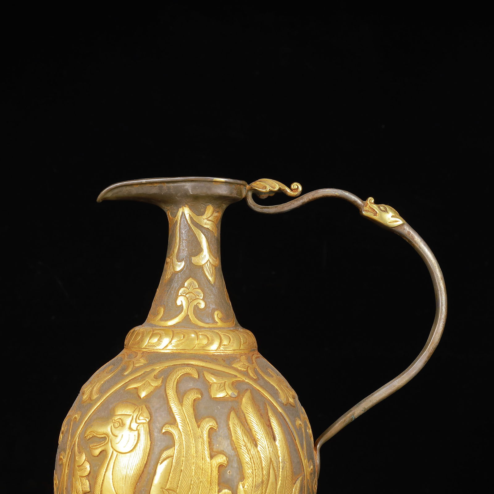 An Exquisite Gilt Silver Phoenix Pattern Ewer - 2