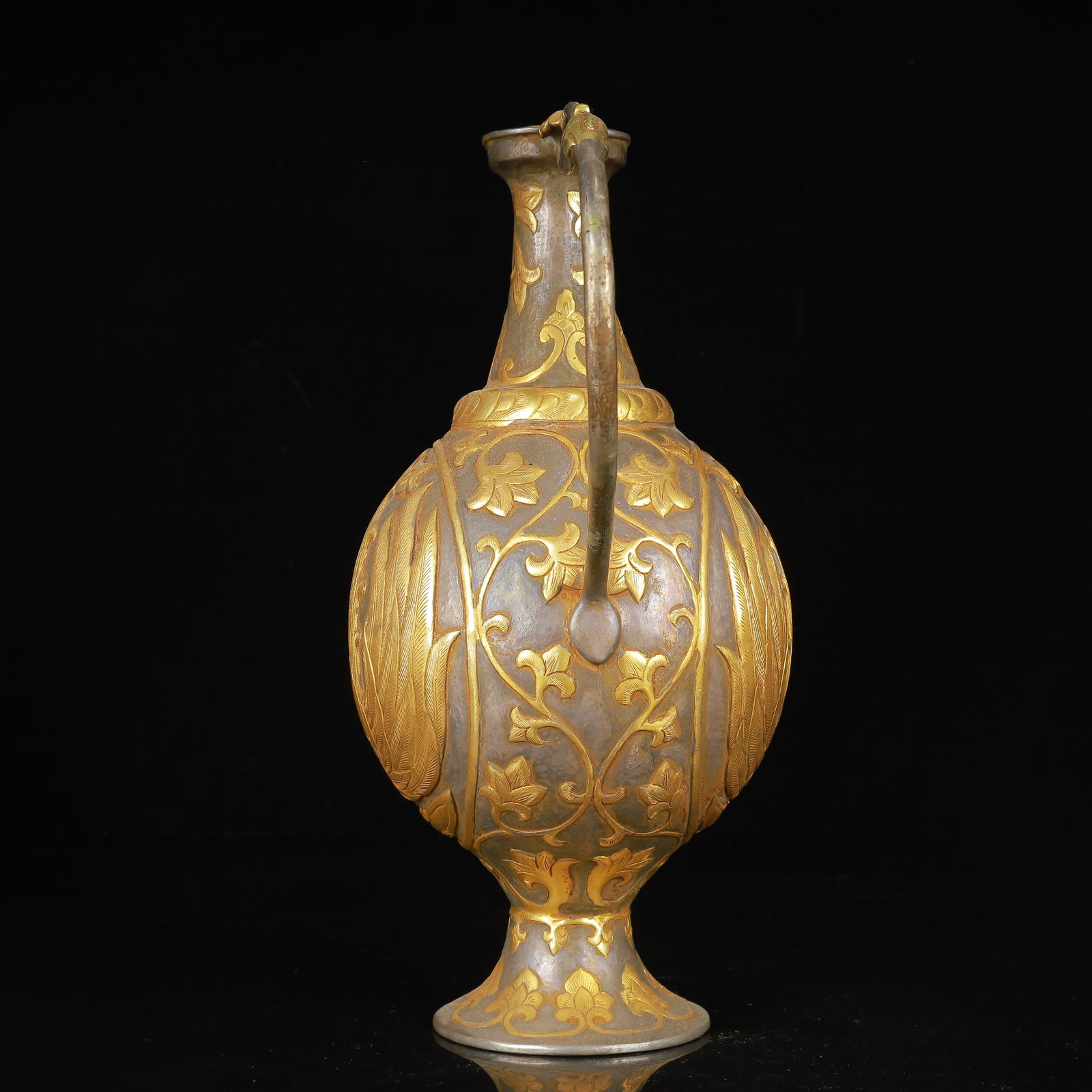 An Exquisite Gilt Silver Phoenix Pattern Ewer - 5
