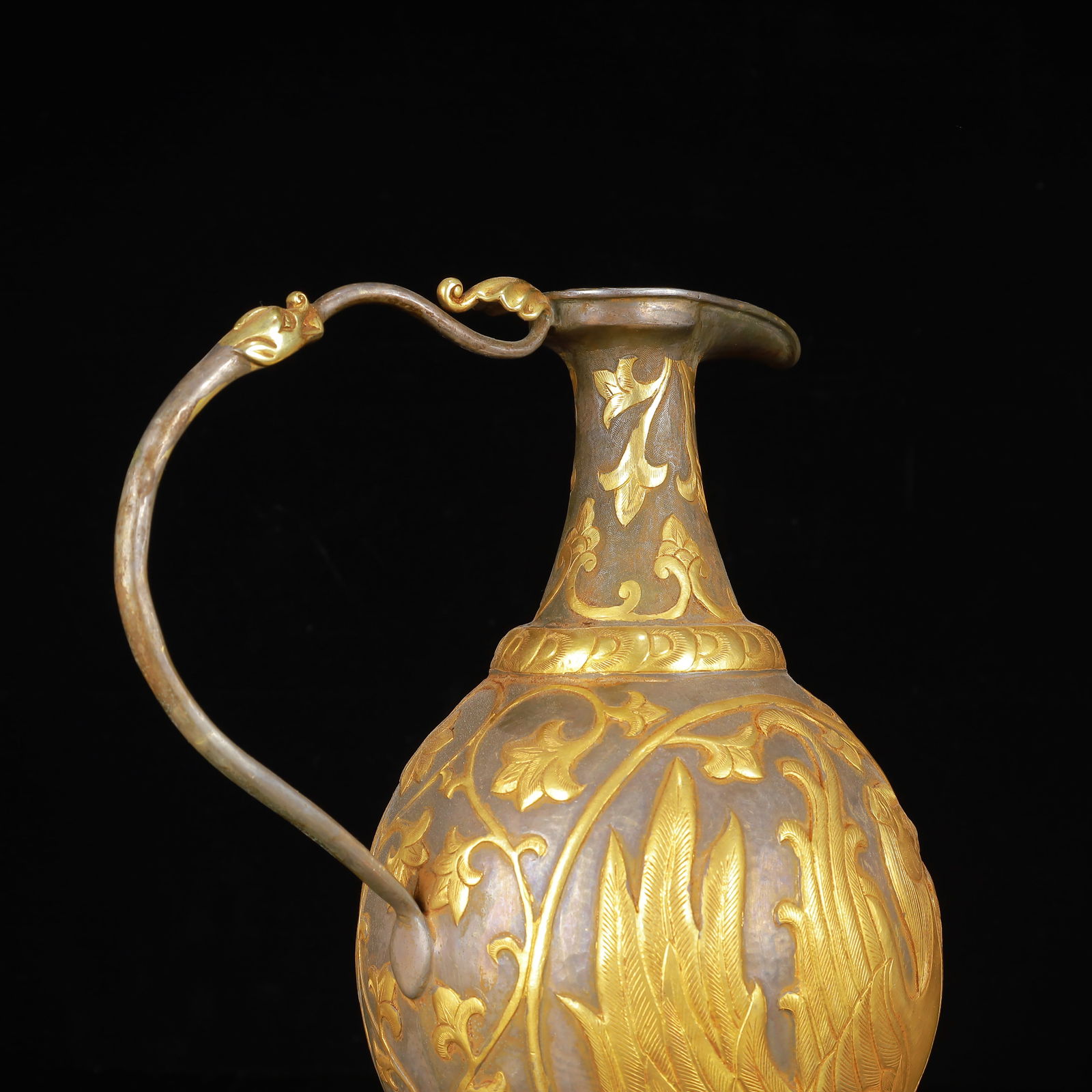 An Exquisite Gilt Silver Phoenix Pattern Ewer - 7