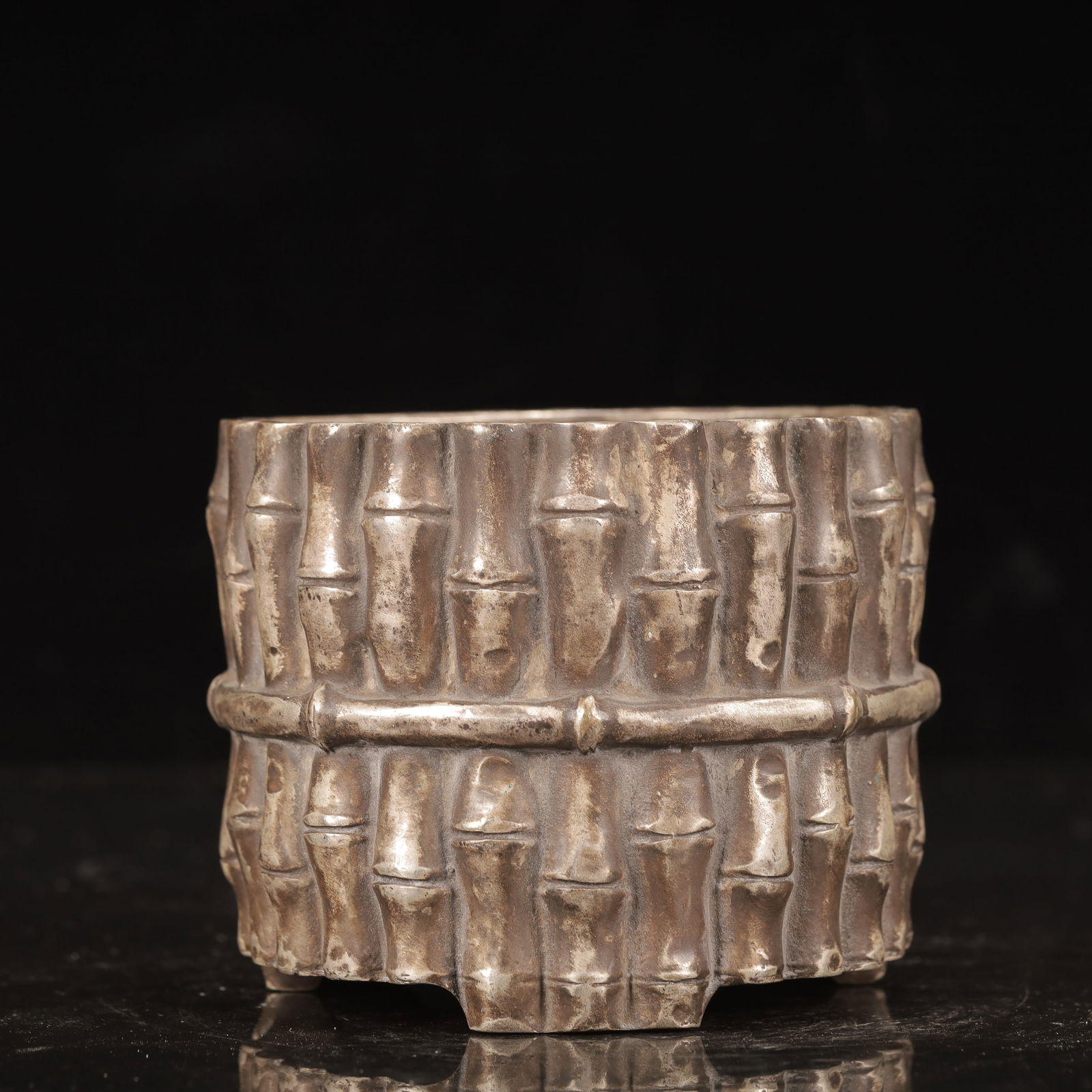 An Exquisite Silver Bamboo Pattern Brush Pot - 2