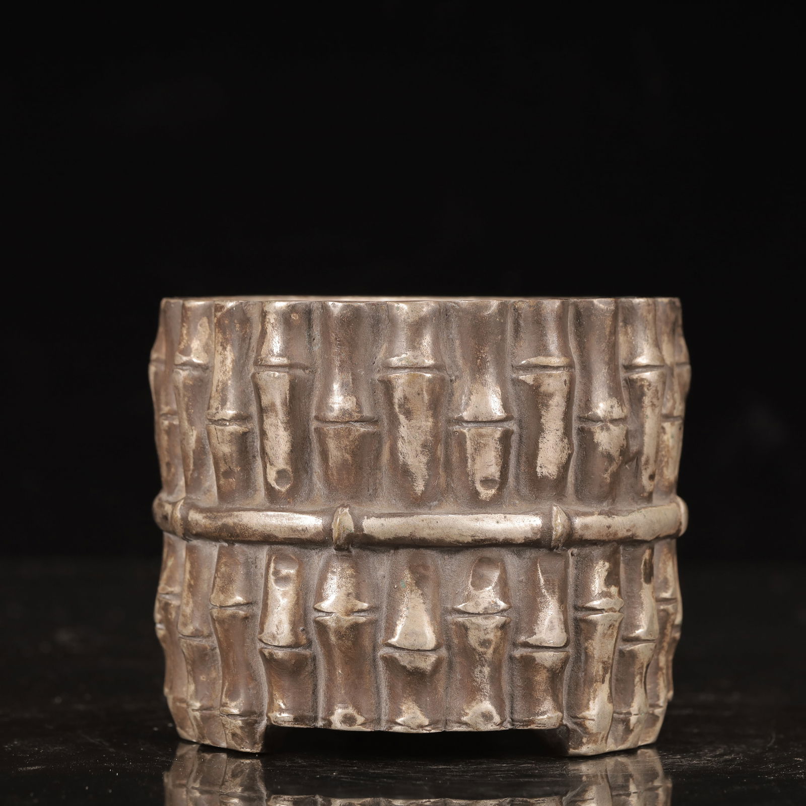 An Exquisite Silver Bamboo Pattern Brush Pot - 3
