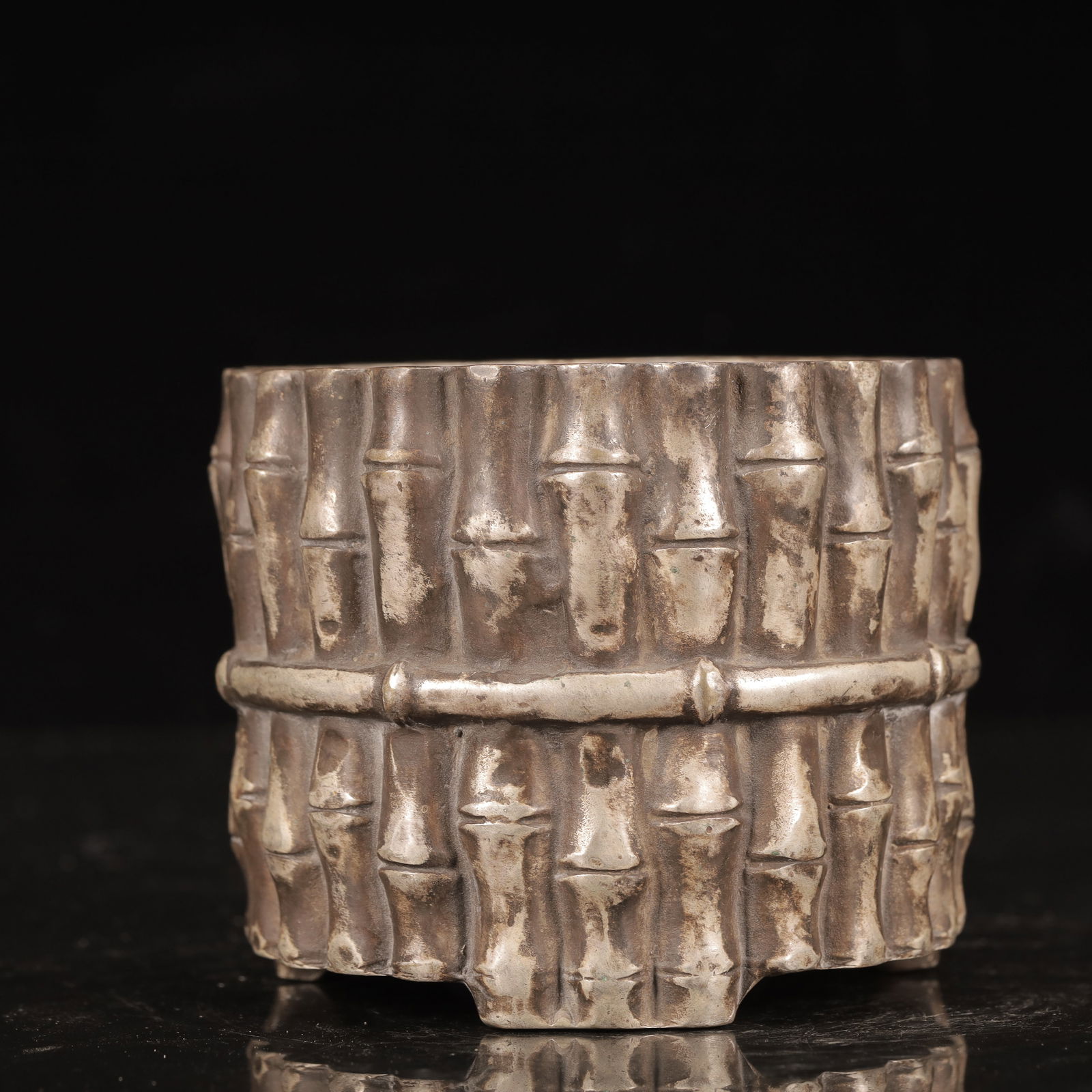 An Exquisite Silver Bamboo Pattern Brush Pot - 4