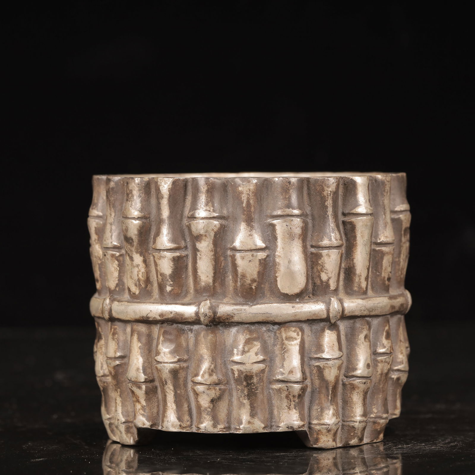 An Exquisite Silver Bamboo Pattern Brush Pot - 5