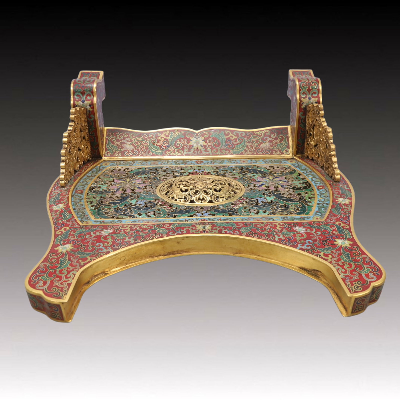 A Rare Cloisonne Inlaid White Jade Dragon Pattern Table Screen,with an Imperial Poem by Emperor - 16