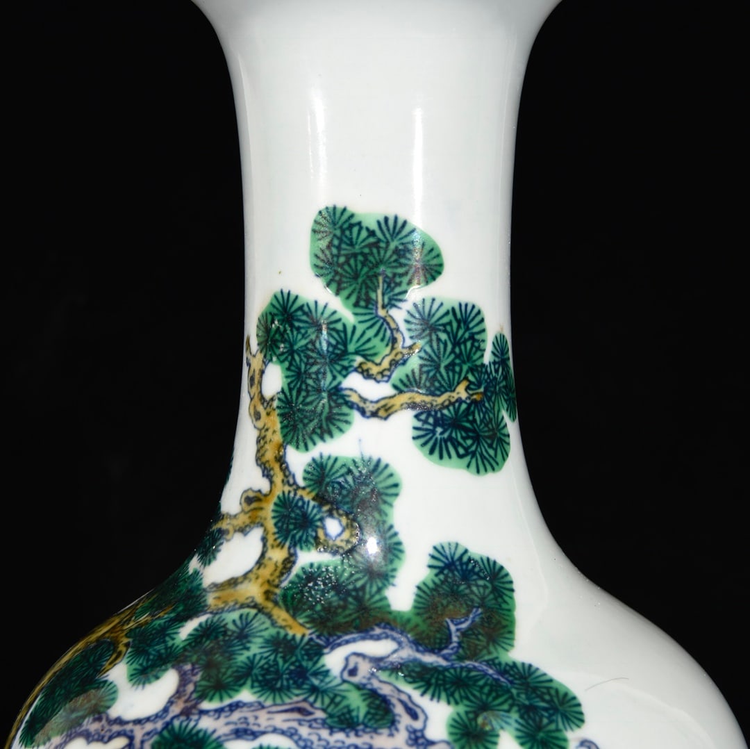 A Rare Doucai Pine and Deer Pattern Vase - 4