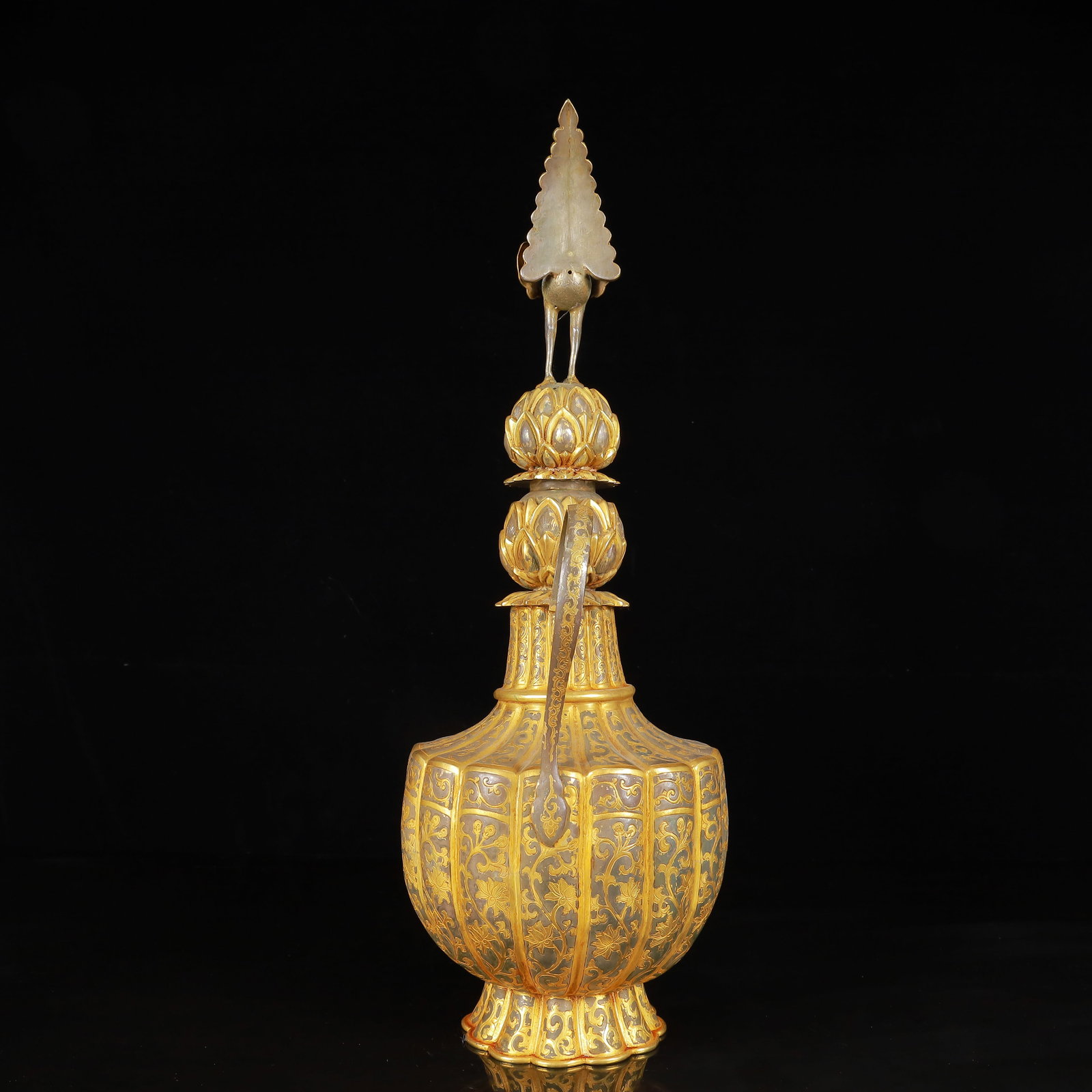 An Exquisite Gilt Silver Lotus Pattern Ewer - 12
