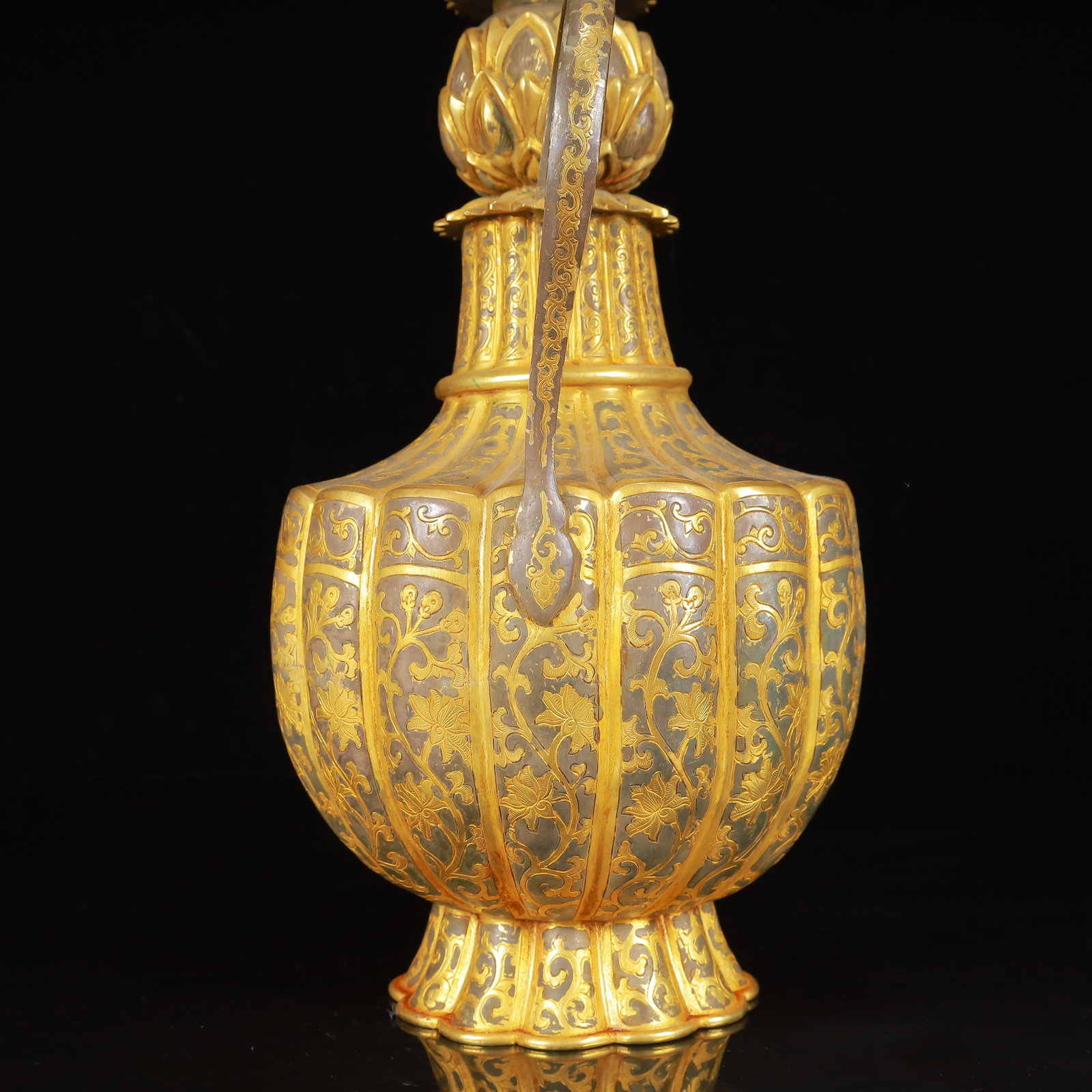 An Exquisite Gilt Silver Lotus Pattern Ewer - 14