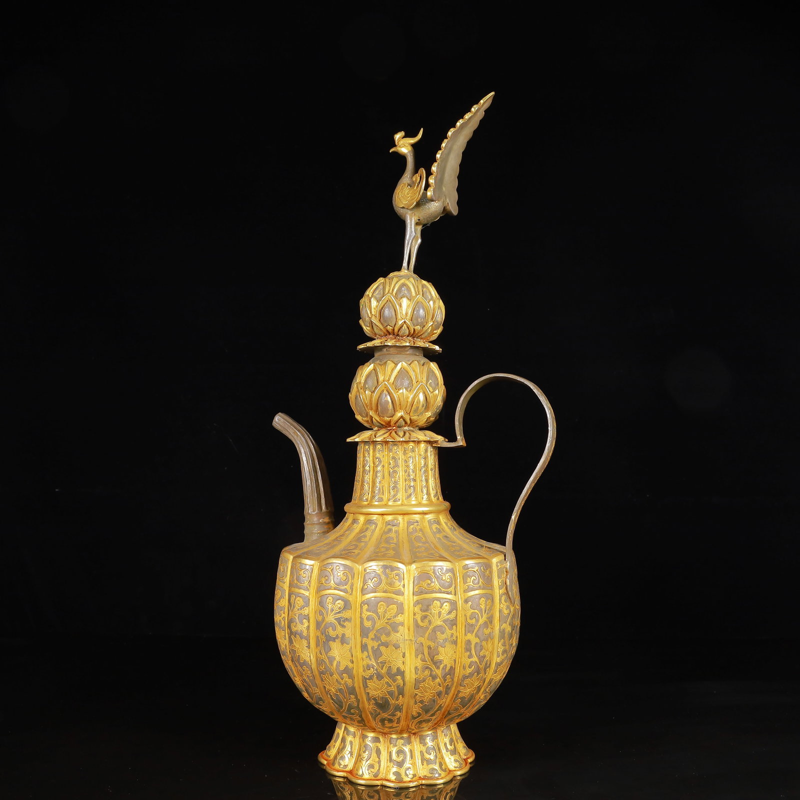 An Exquisite Gilt Silver Lotus Pattern Ewer - 15