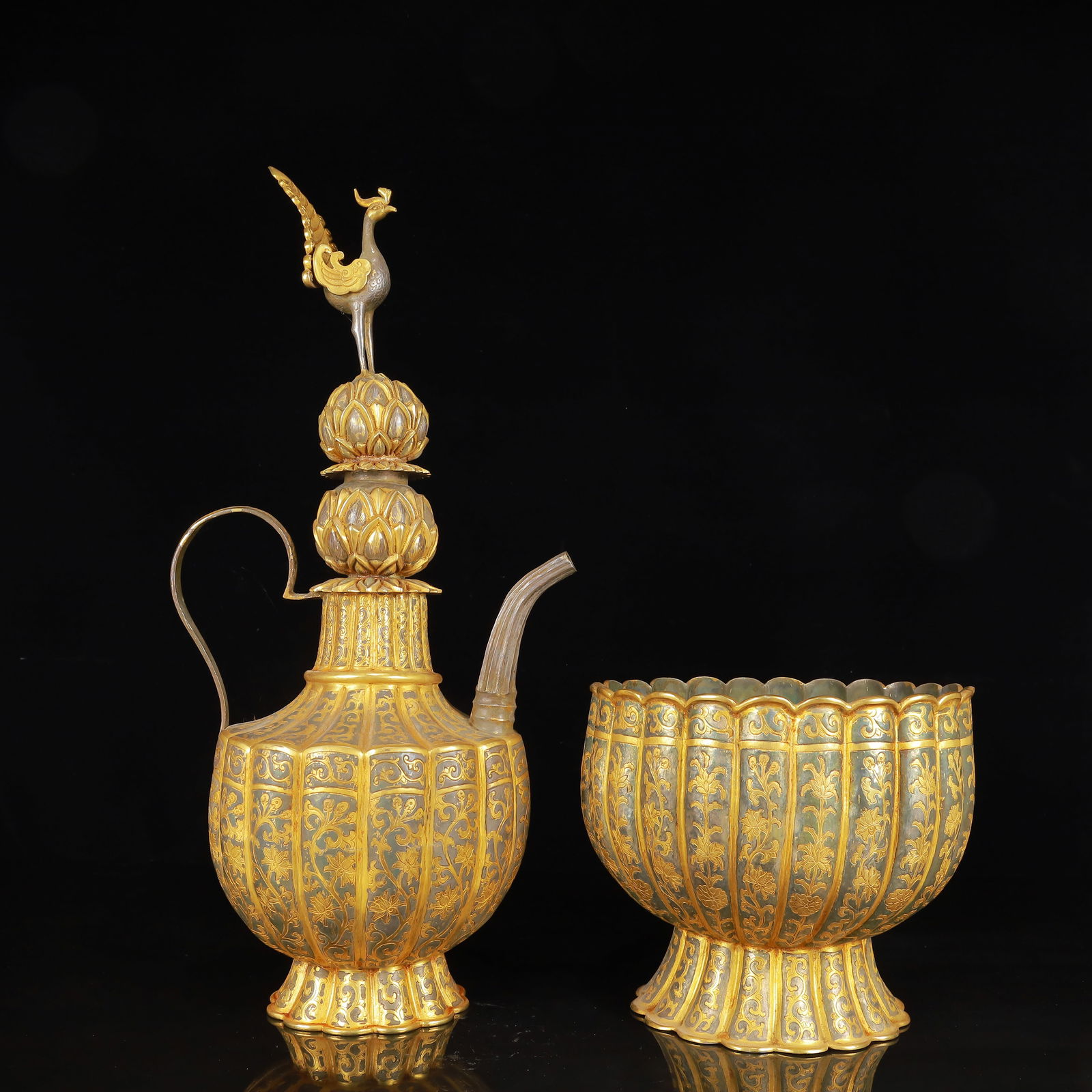 An Exquisite Gilt Silver Lotus Pattern Ewer - 5