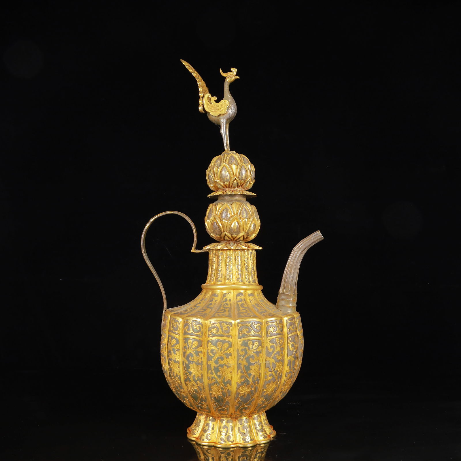 An Exquisite Gilt Silver Lotus Pattern Ewer - 6