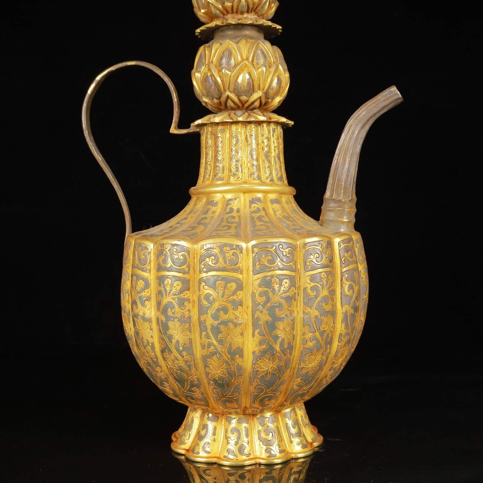 An Exquisite Gilt Silver Lotus Pattern Ewer - 8
