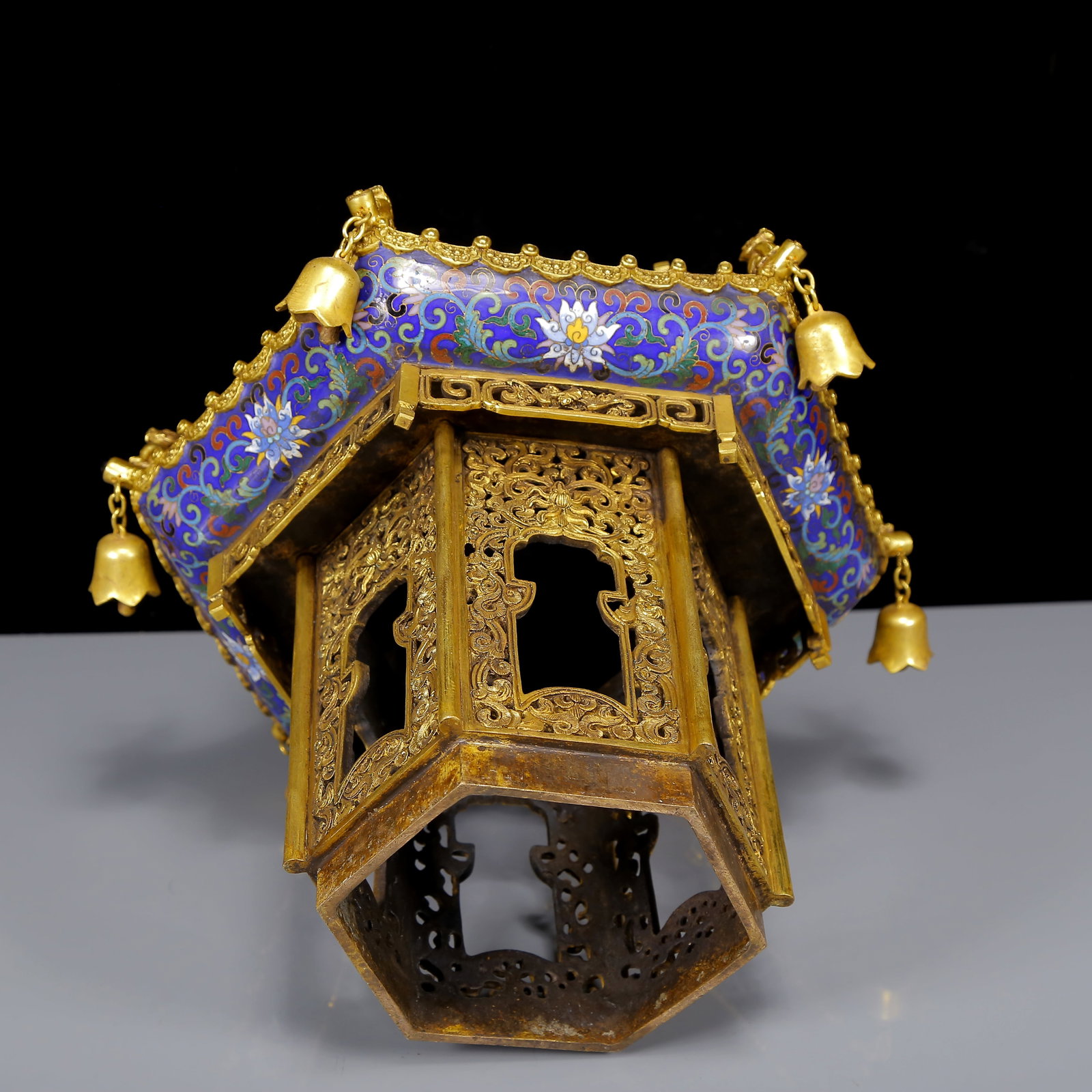 A Pair of Huge Cloisonne Lotus Pattern Double-Ears and Tripod Pagooda-Shaped Censers - 15