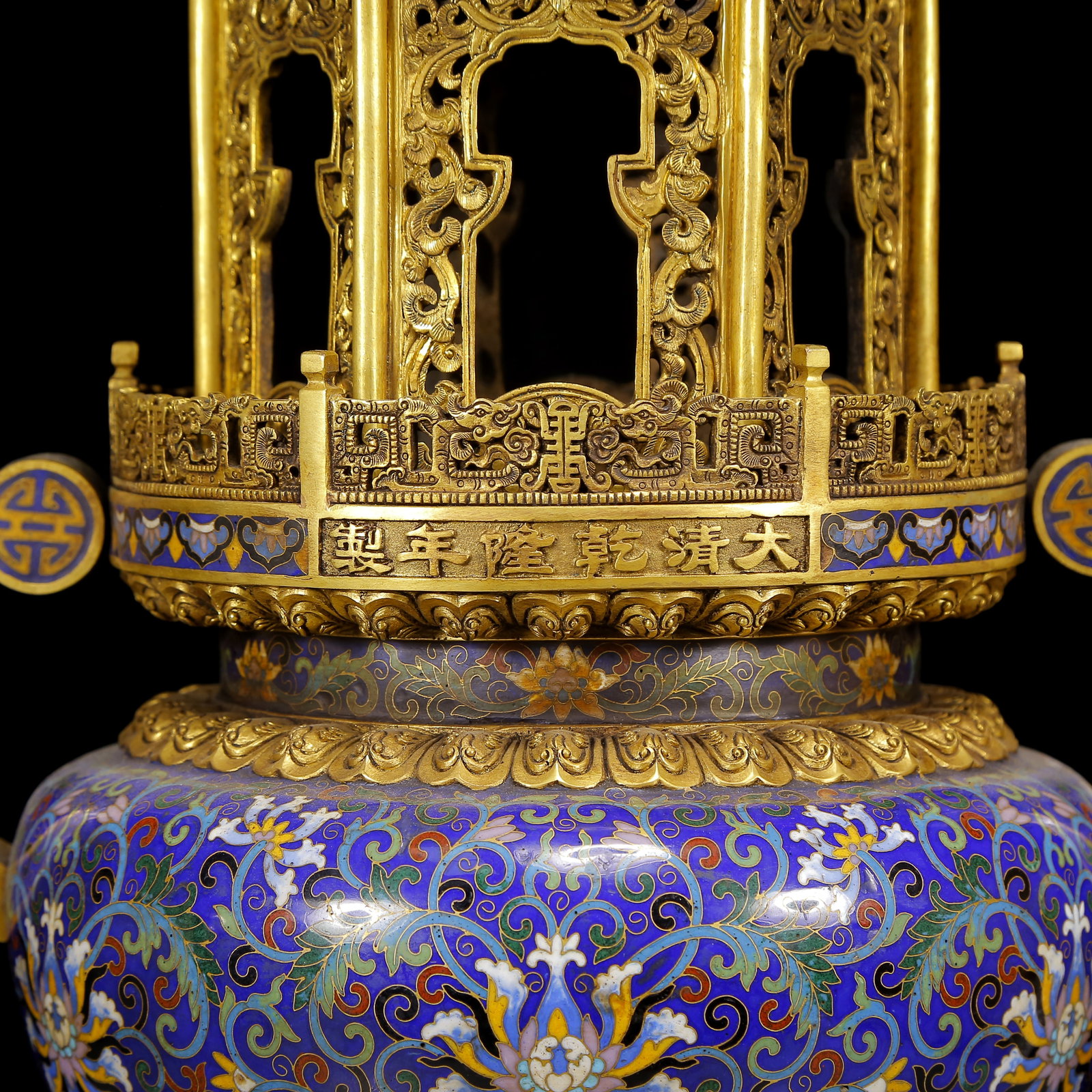 A Pair of Huge Cloisonne Lotus Pattern Double-Ears and Tripod Pagooda-Shaped Censers - 5