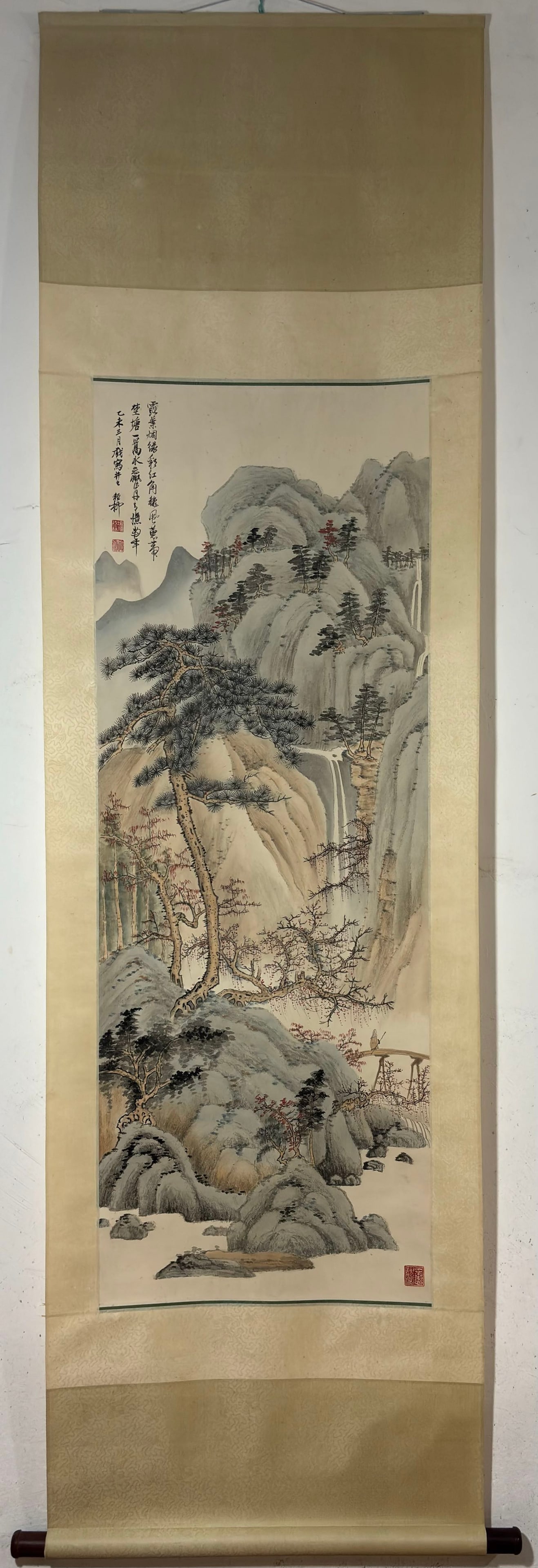 A Chinese Vertical Scroll Ink Painting of Landscape and Figure on Paper,Xie Zhiliu (1 of 9)