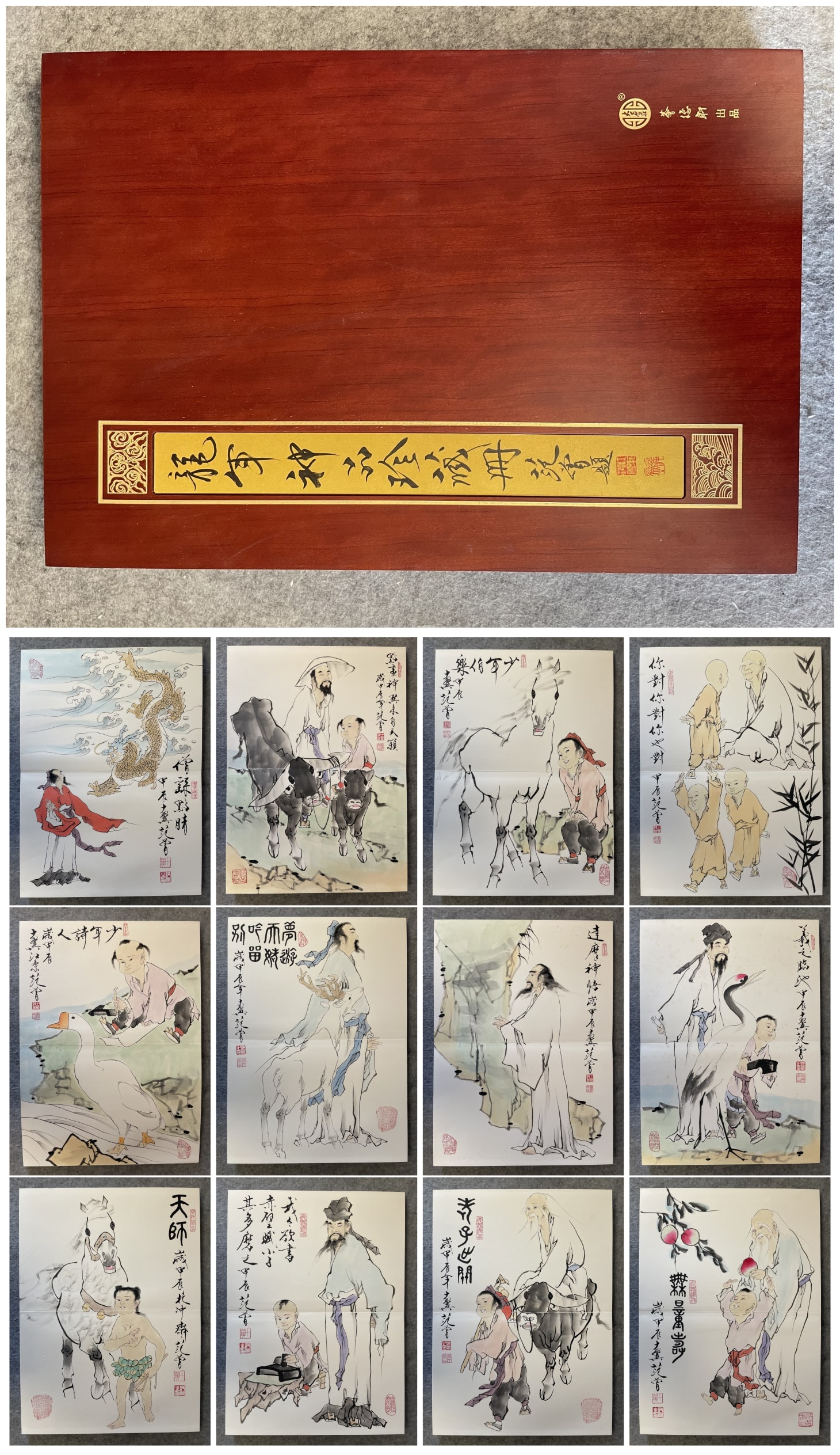 A Chinese Album Ink Painting of Figure and Animal on Paper,Fan Zeng: A Chinese Album Ink Painting of Figure and Animal on Paper,Fan Zeng,Size:27.6inx19.7in 一本中国水墨人物动物图画册,范