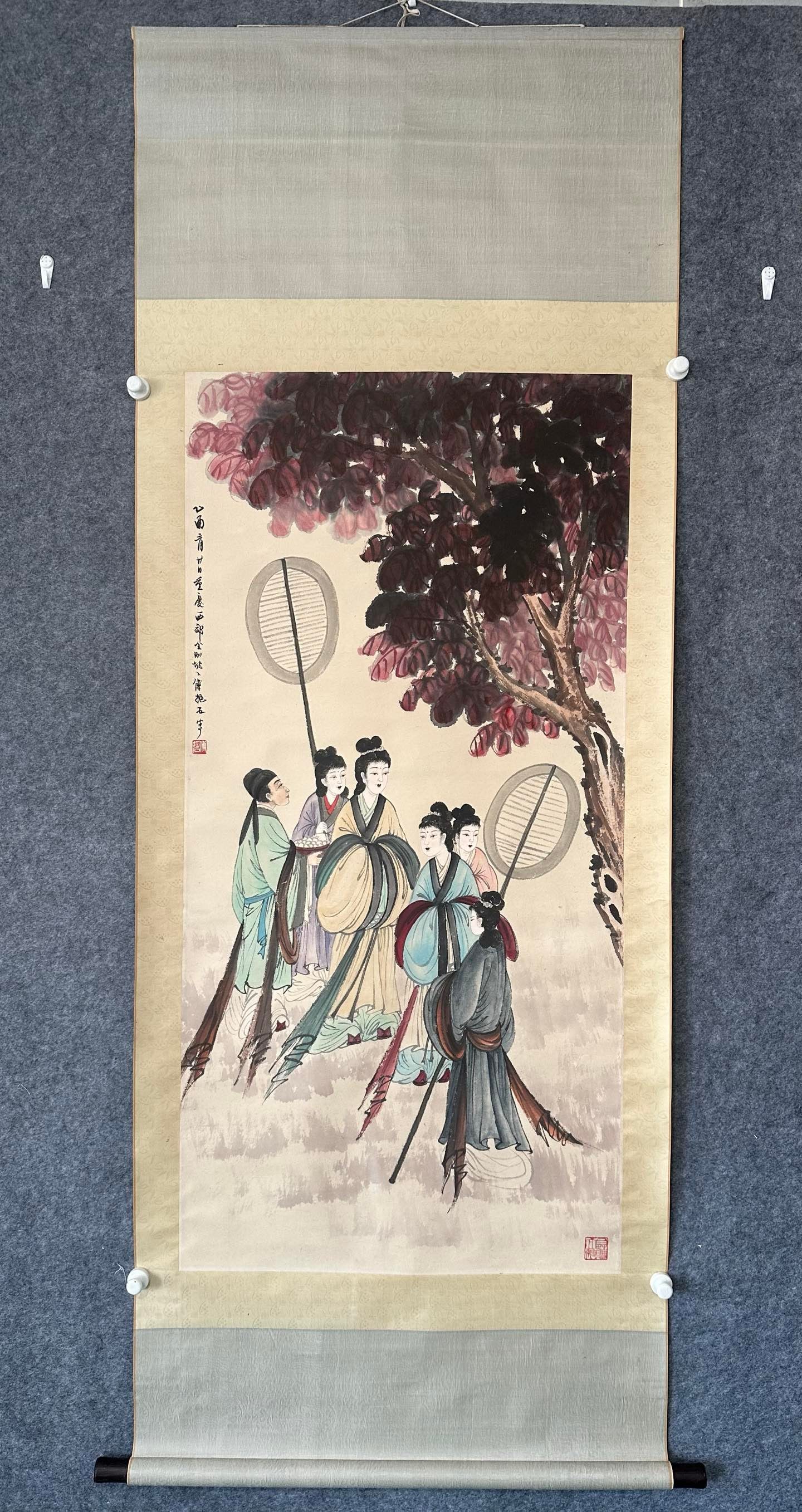 A Chinese Vertical Scroll Ink Painting of Figure on Paper,Fu Baoshi (1 of 7)