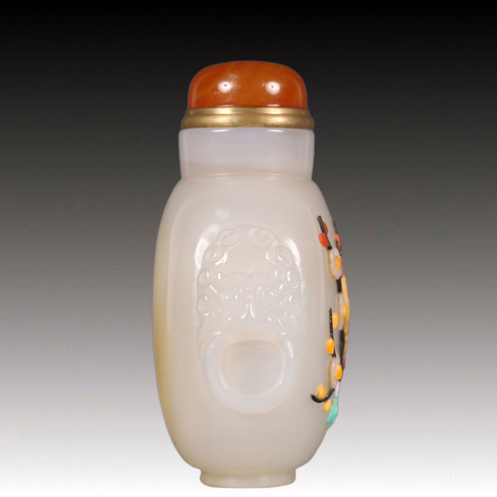 A Precious Agate Flower and Figure Pattern Snuff Bottle - 6