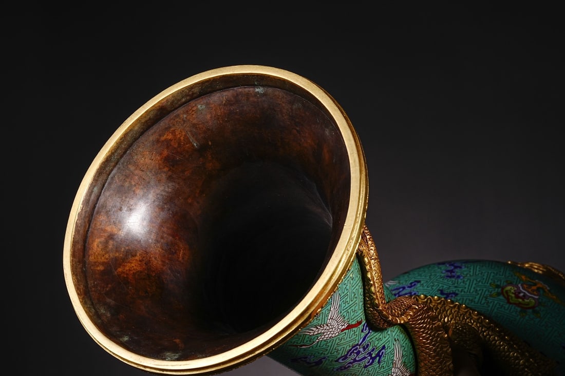 A Pair of Huge Cloisonne Auspicious Cloud and Dragon Pattern Vases - 8