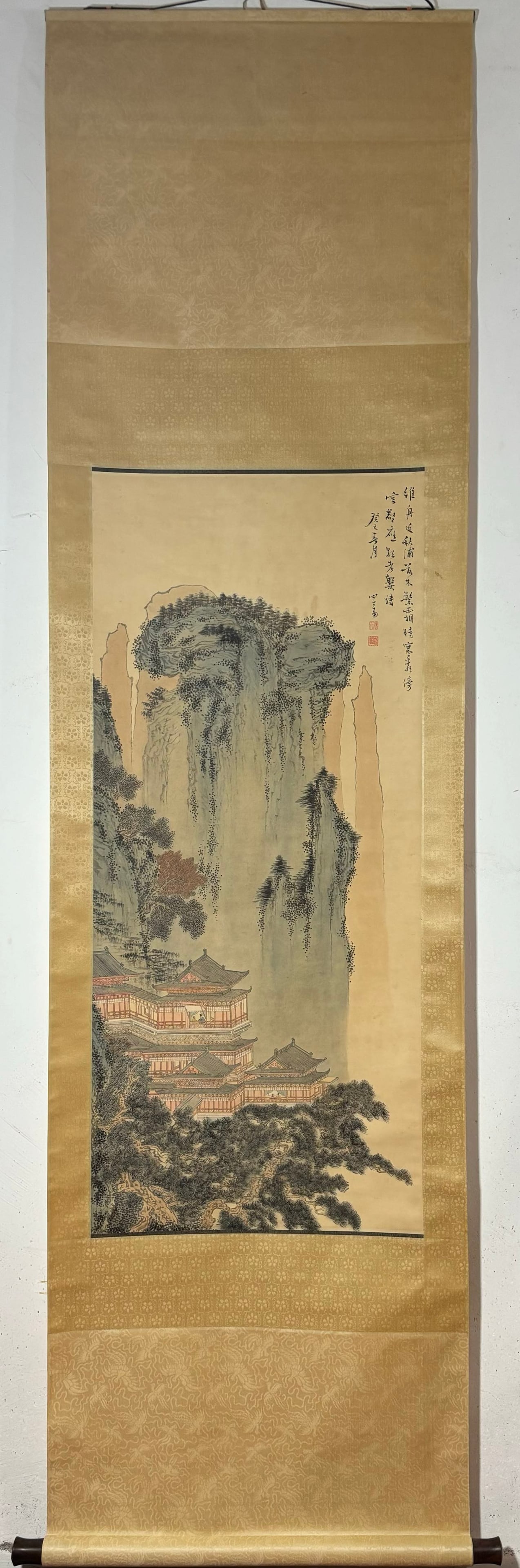 A Chinese Vertical Scroll Ink Painting of Landscape and Figure on Paper,Fu Ru (1 of 9)