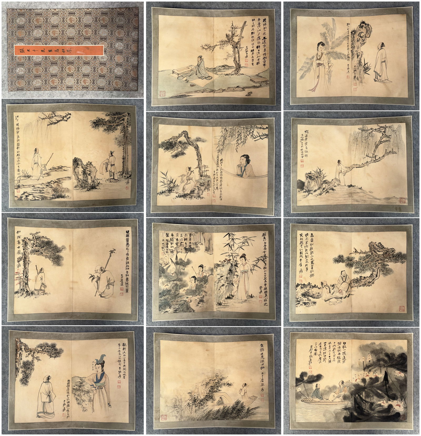 A Chinese Album Ink Painting of Landscape and Figure on Paper,Zhang Daqian (1 of 13)