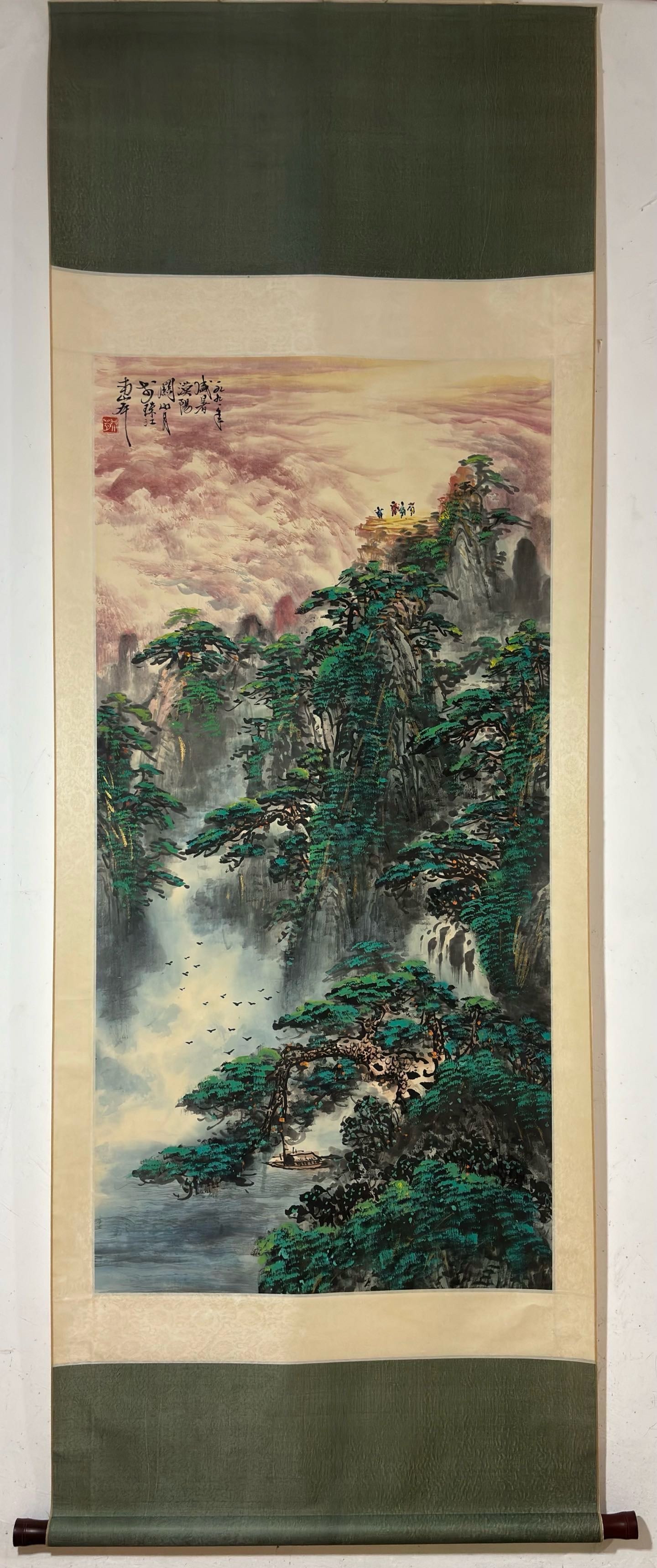A Chinese Vertical Scroll Ink Painting of Landscape on Paper,Guan Shanyue (1 of 9)