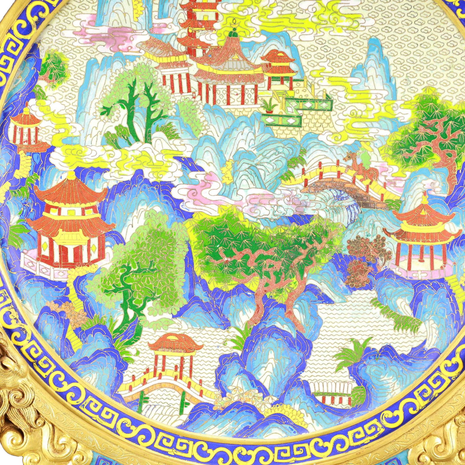 A Huge Cloisonne Landscape Pattern Screen - 4