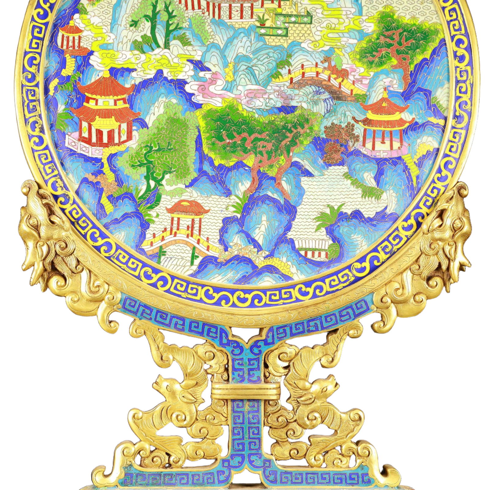 A Huge Cloisonne Landscape Pattern Screen - 5