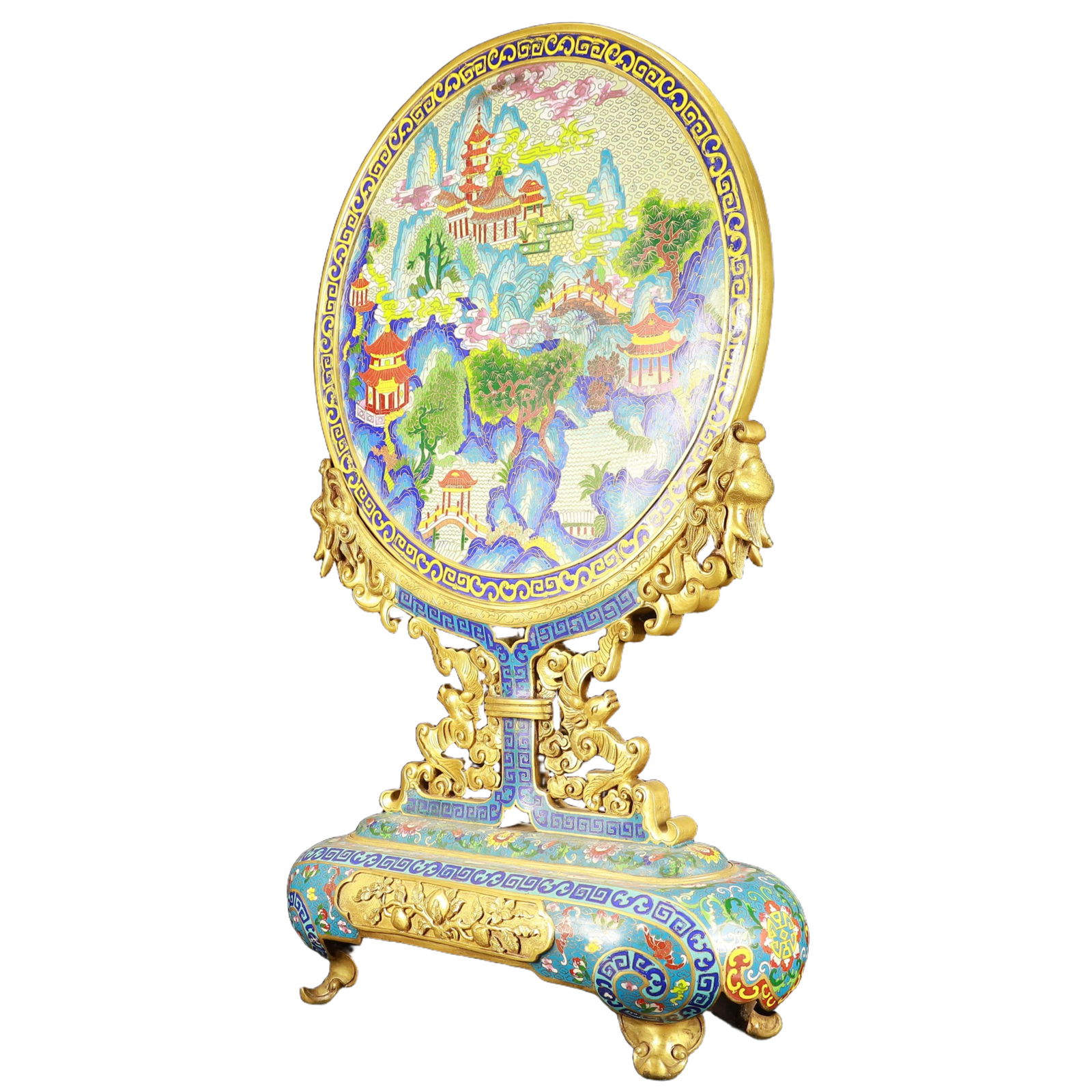 A Huge Cloisonne Landscape Pattern Screen - 7