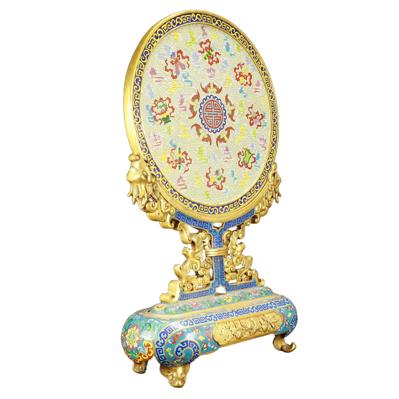 A Huge Cloisonne Landscape Pattern Screen - 8