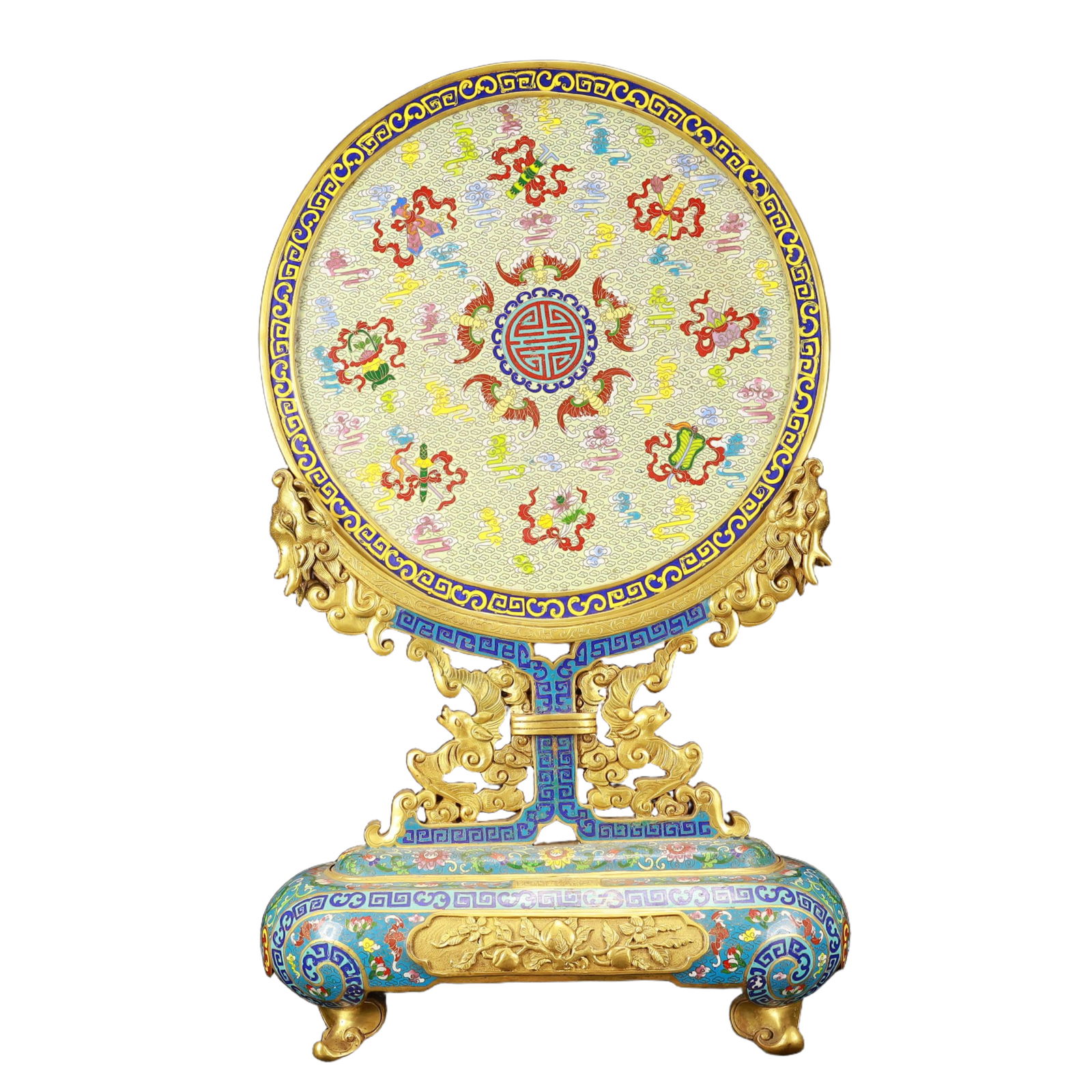 A Huge Cloisonne Landscape Pattern Screen - 9