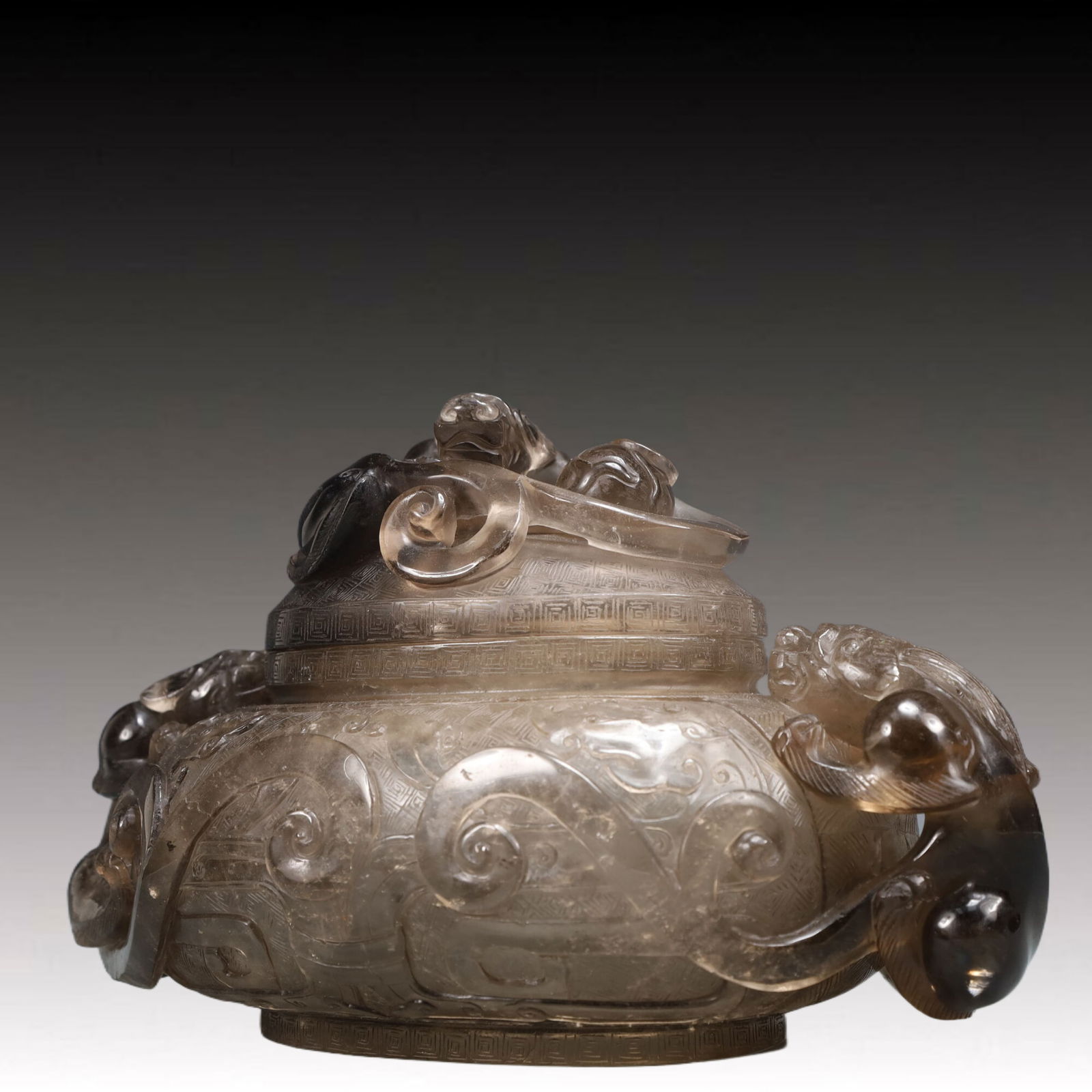 An Exquisite Crystal Dragon Pattern Double-Ears Censer - 2