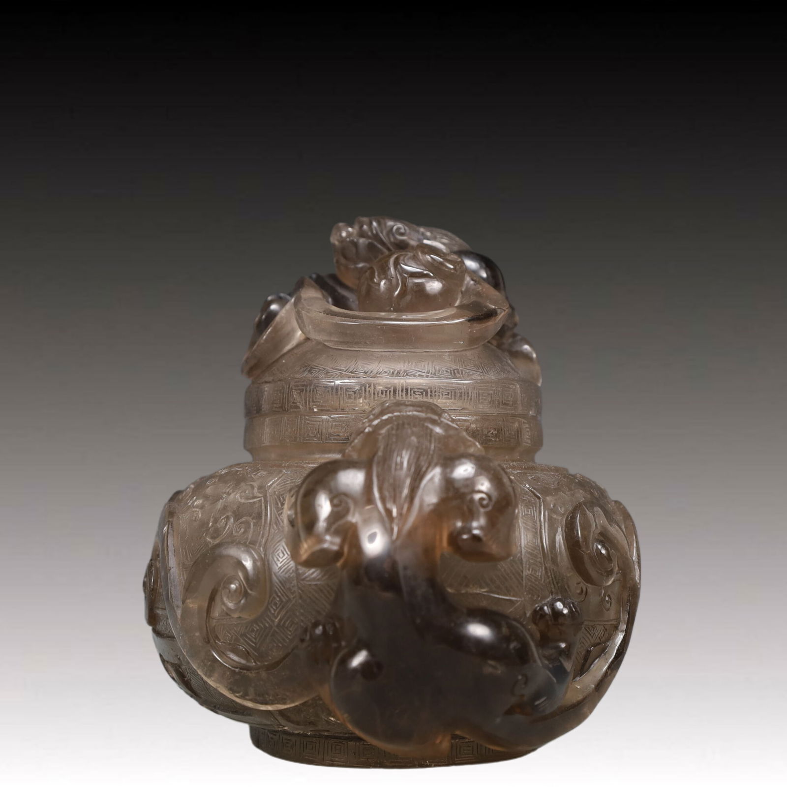 An Exquisite Crystal Dragon Pattern Double-Ears Censer - 3