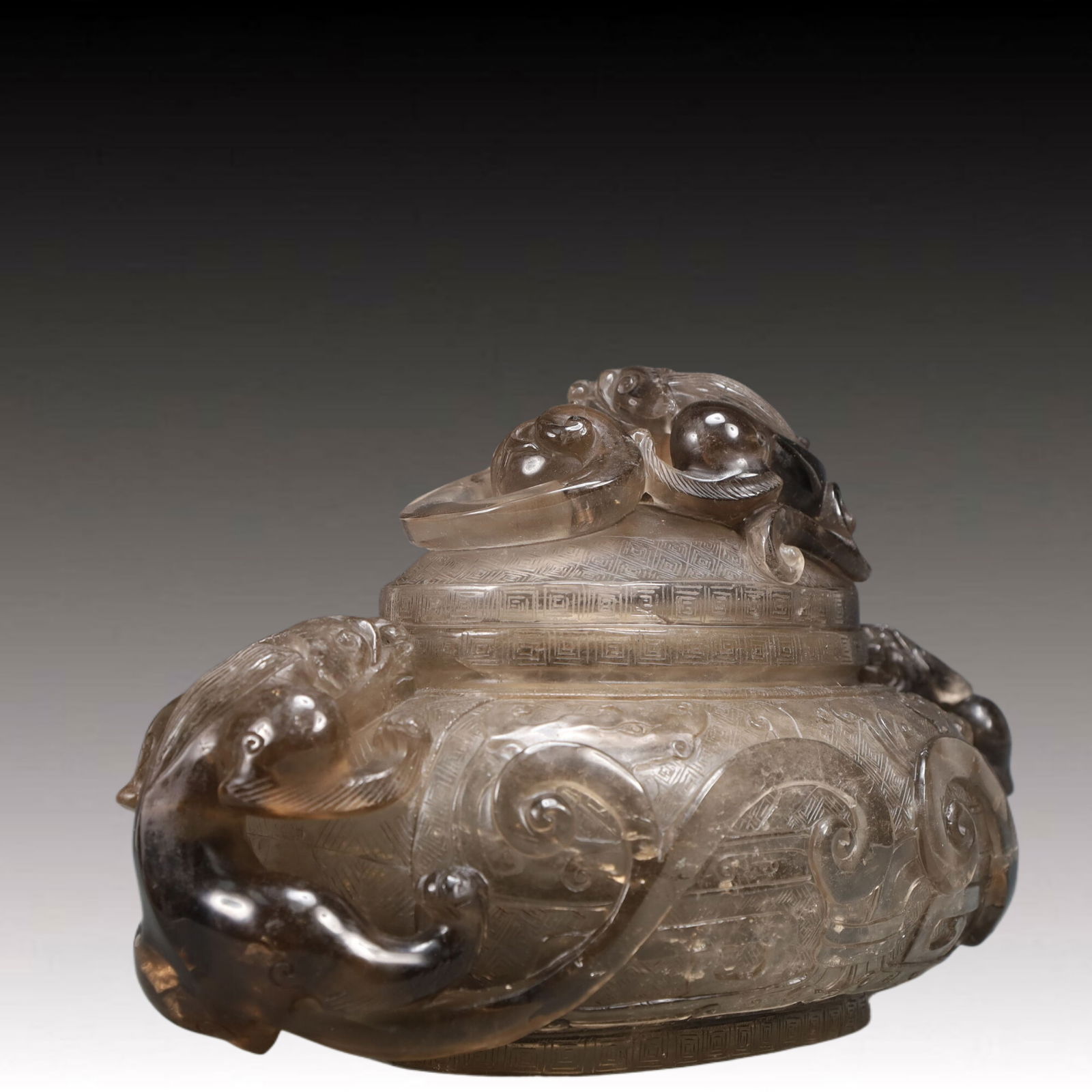 An Exquisite Crystal Dragon Pattern Double-Ears Censer - 4