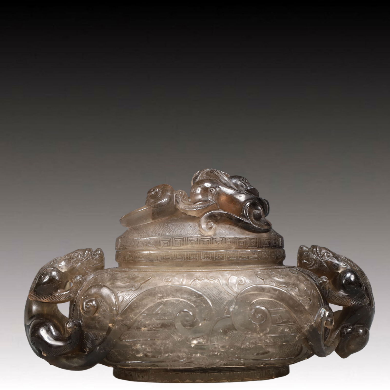 An Exquisite Crystal Dragon Pattern Double-Ears Censer - 5