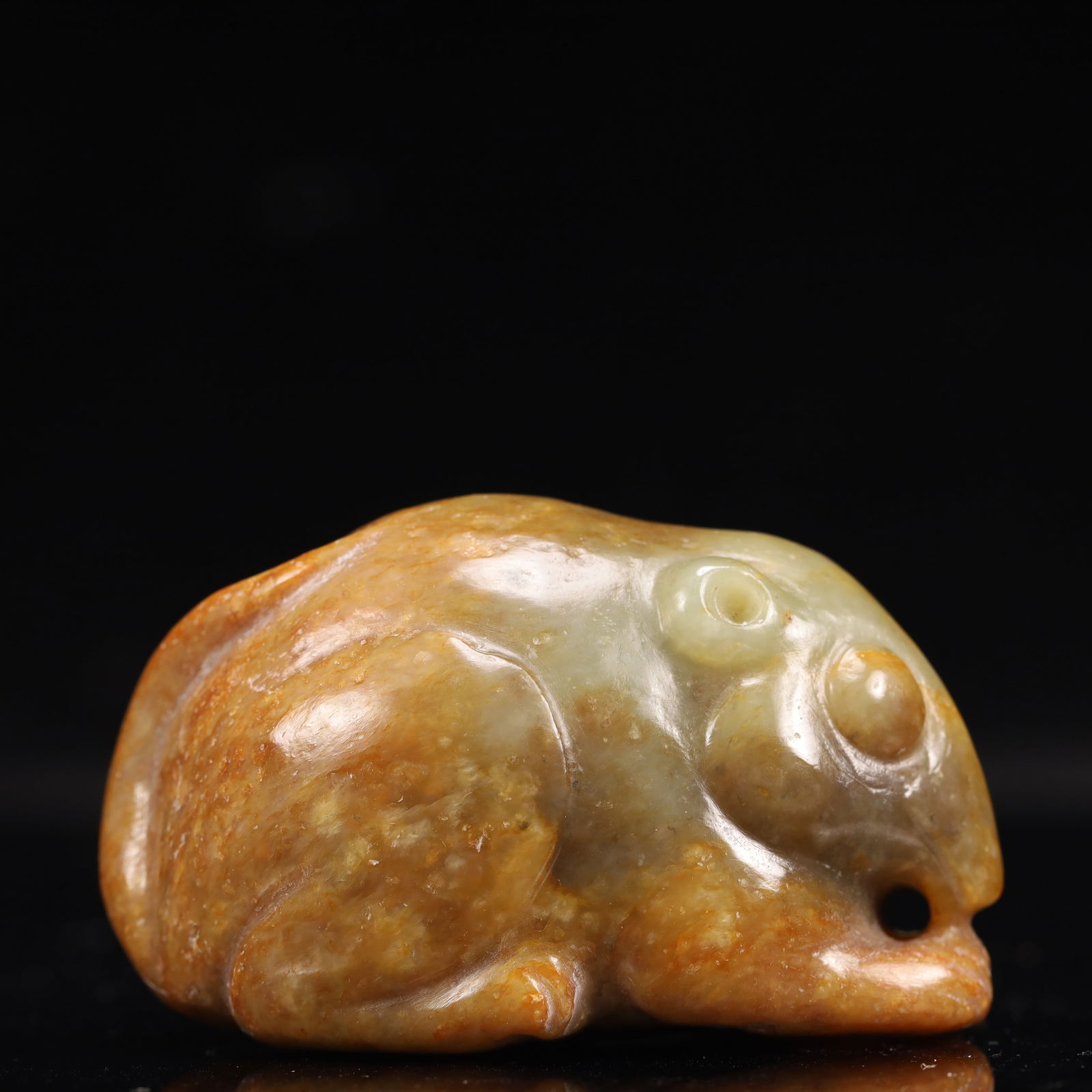 An Archaic Hongshan Culture Yellow Jade Mouse Pendant: An Archaic Hongshan Culture Yellow Jade Mouse Pendant,Ancient Time, China,Size:3.1inx1.6inx2in,Weight:271g 