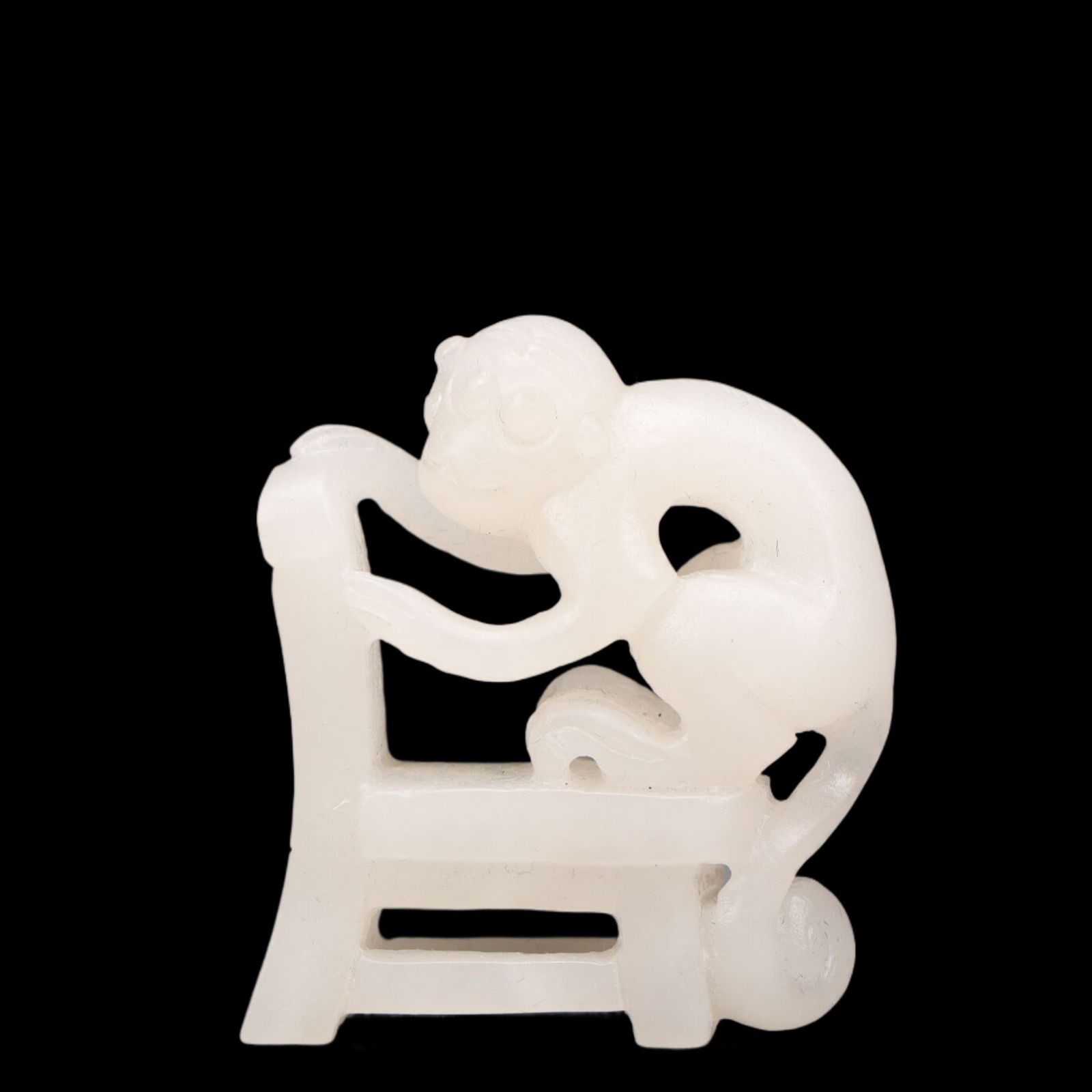 An Exquisite White Jade Monkey Ornament: An Exquisite White Jade Monkey Ornament, Qing Dynasty, China, Size:1.6inx0.7inx2in, Weight:42g 