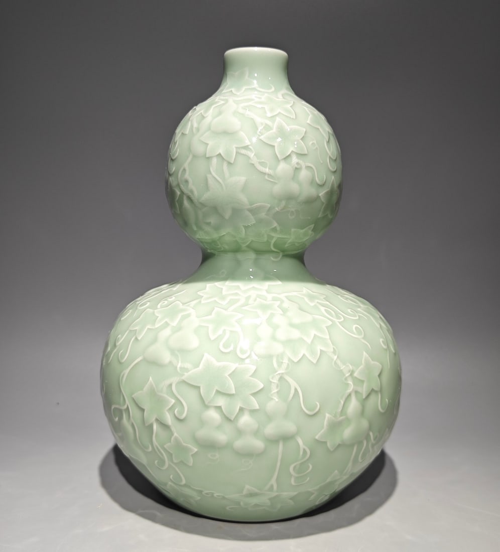 An Exquisite Celadon Glazed Gourd ? Gourd Vase (1 of 8)