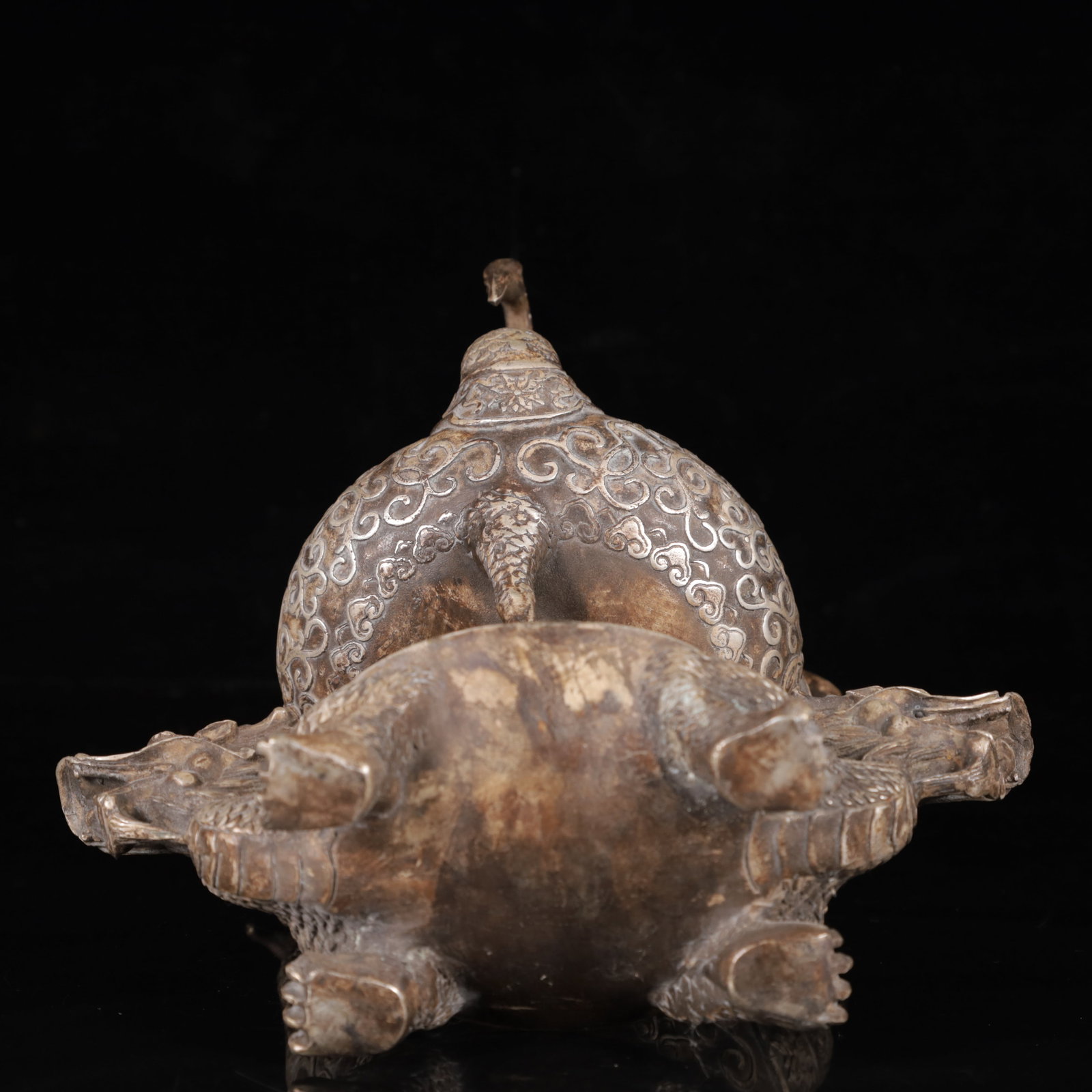 An Exquisite Silver Crane Pattern Auspicious Beast Censer - 14