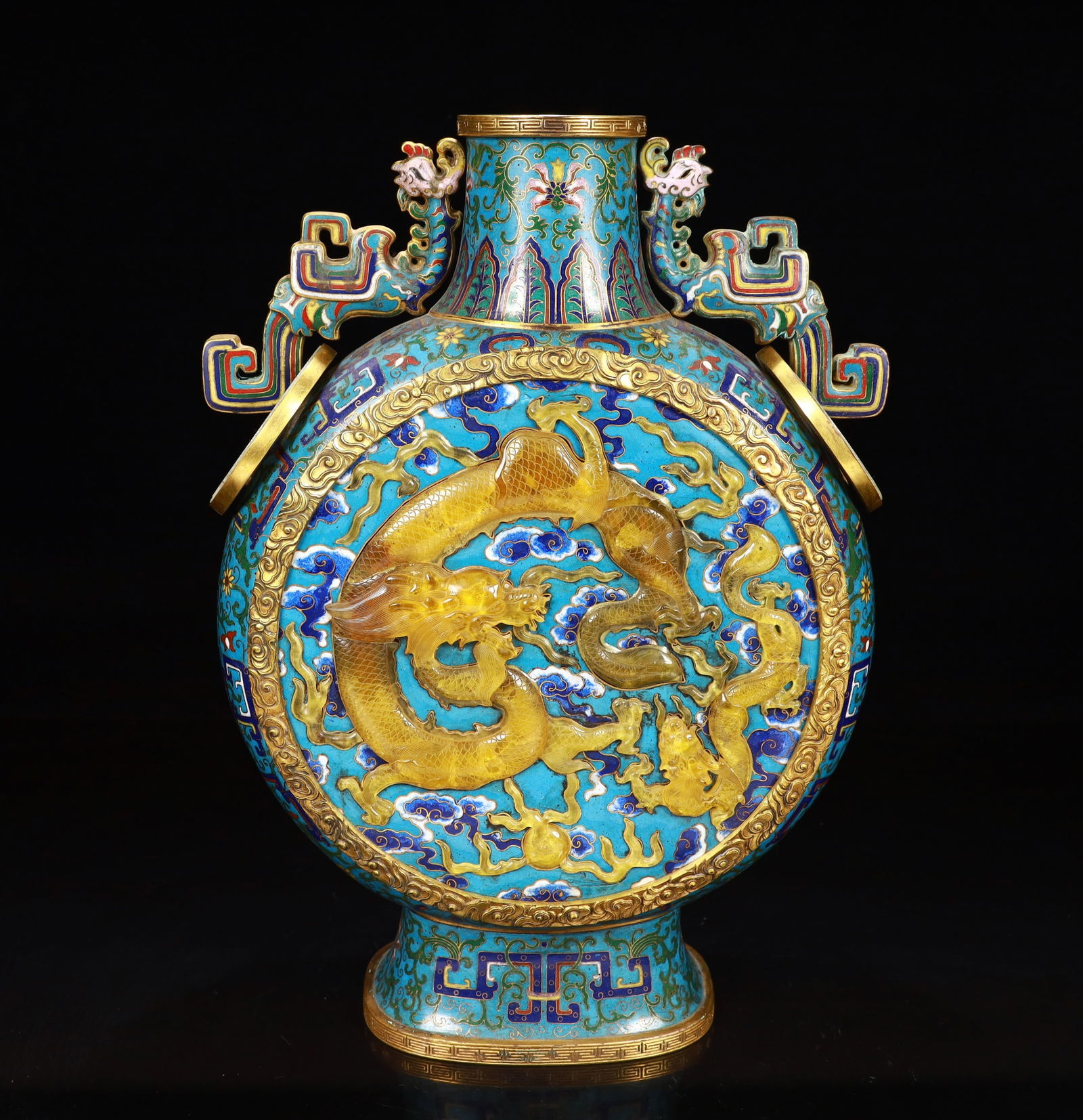 An Exquisite Cloisonne Lnlaid Glaze Double-Ears Dragon Pattern Vase (1 of 12)