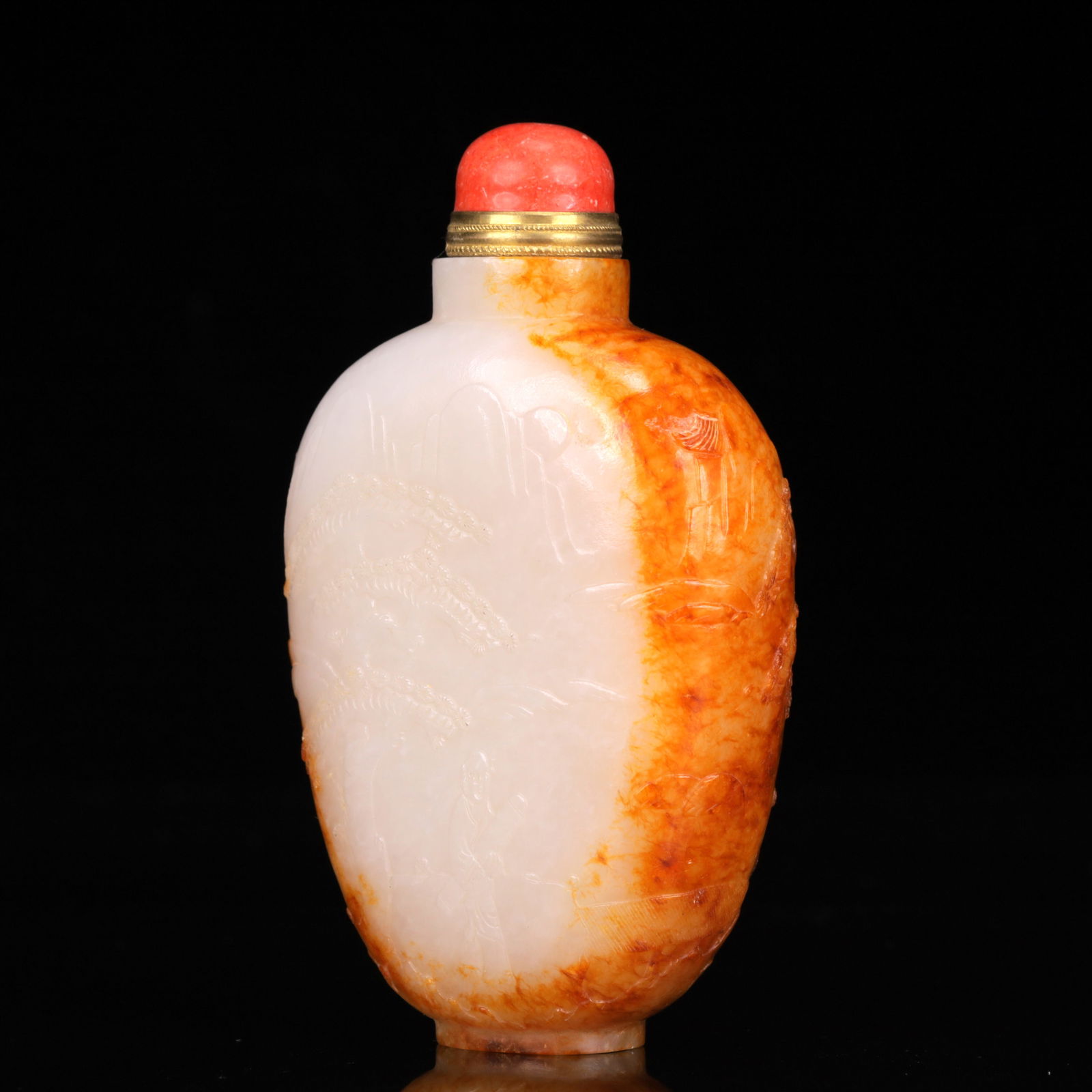 An Exquisite White Jade Figure Pattern Snuff Bottle - 4