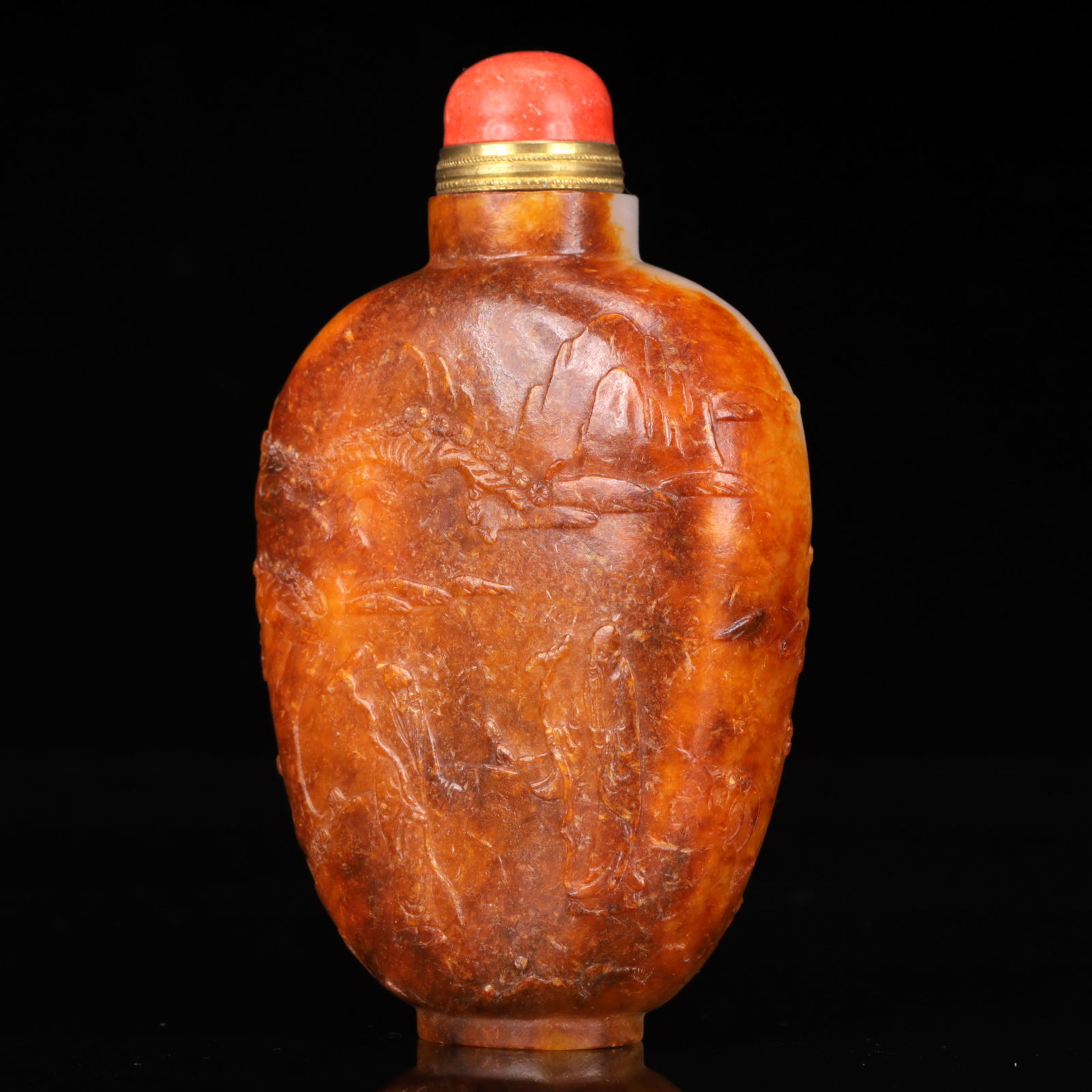An Exquisite White Jade Figure Pattern Snuff Bottle - 6