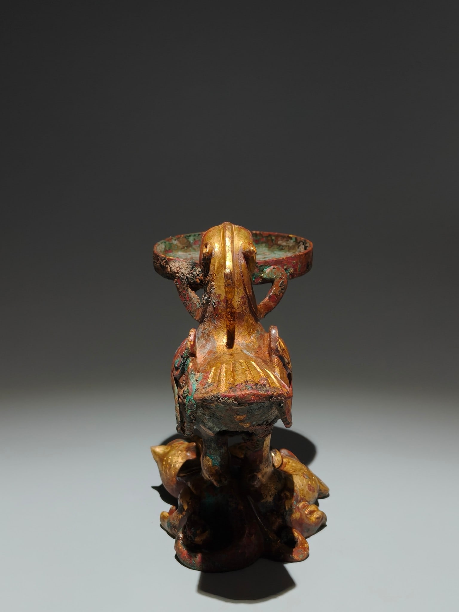 An Exquisite Gilt Bronze Dragon Pattern Phoenix-Shaped Candlestick - 8