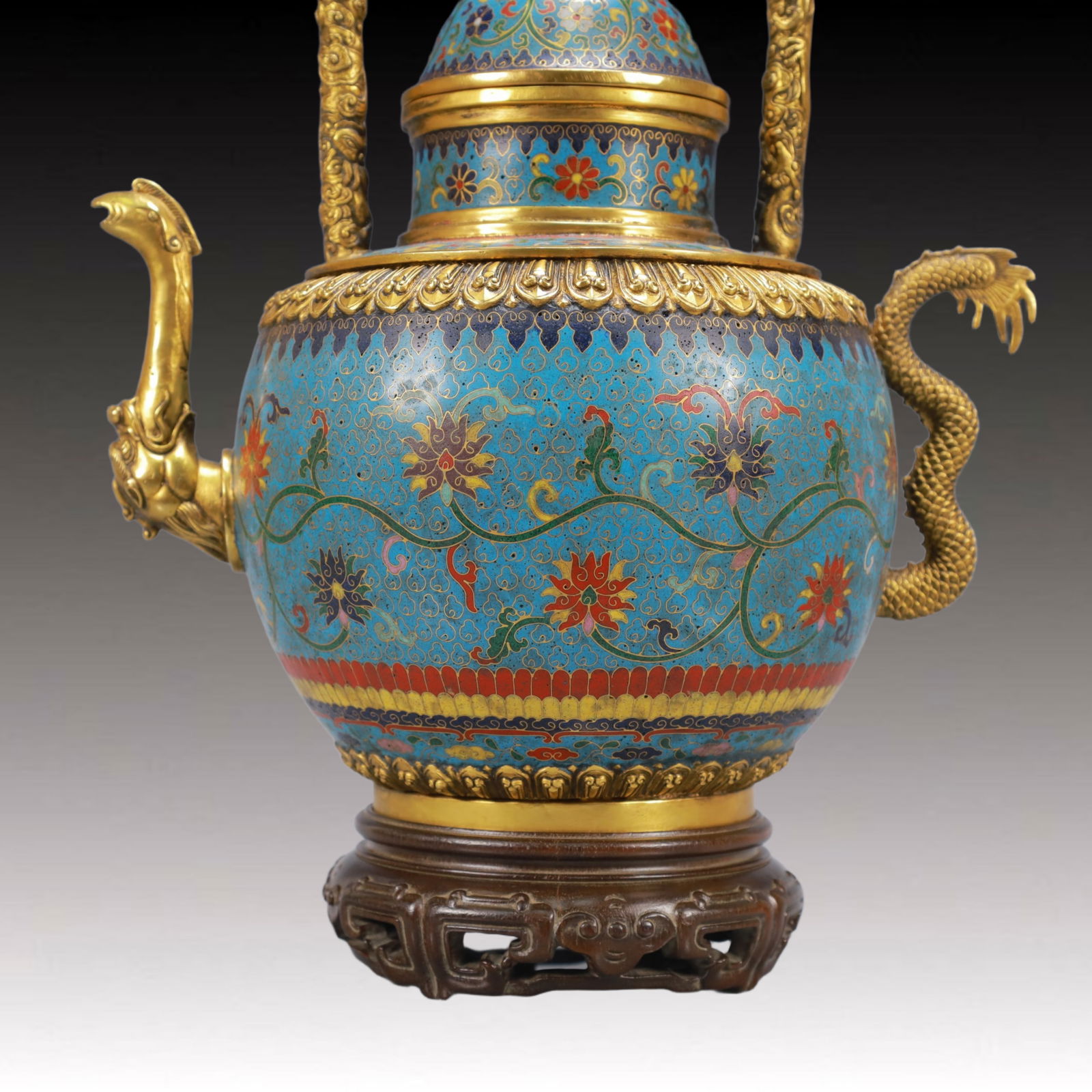 A Exquisite Cloisonne Lotus Pattern Dragon Pattern Ewer - 3